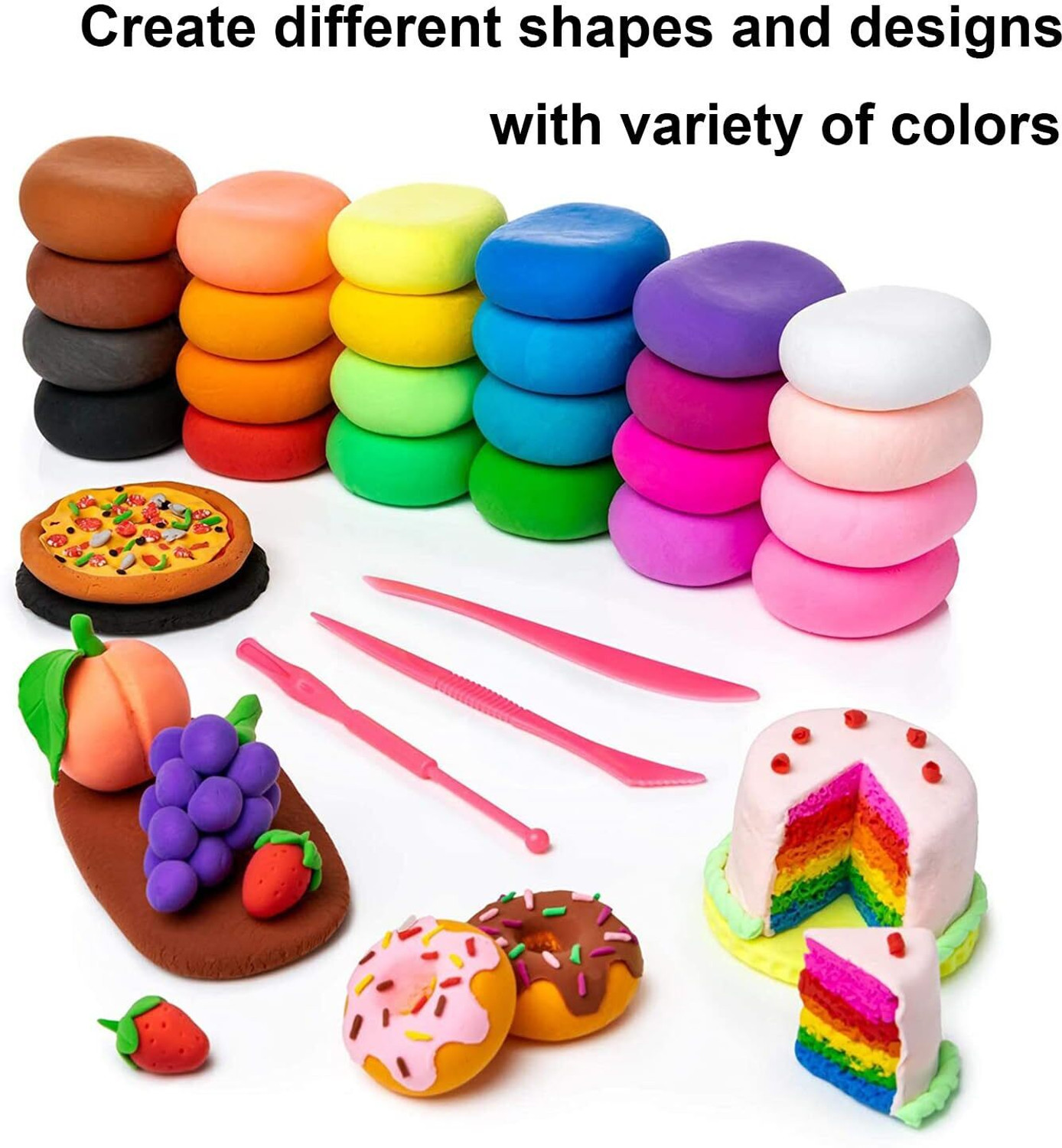 Image of SONAESSENTIAL Pack of 36 Air Dry Clay, Colorful Soft Playing Clay with 3 Tools, Art & Crafts