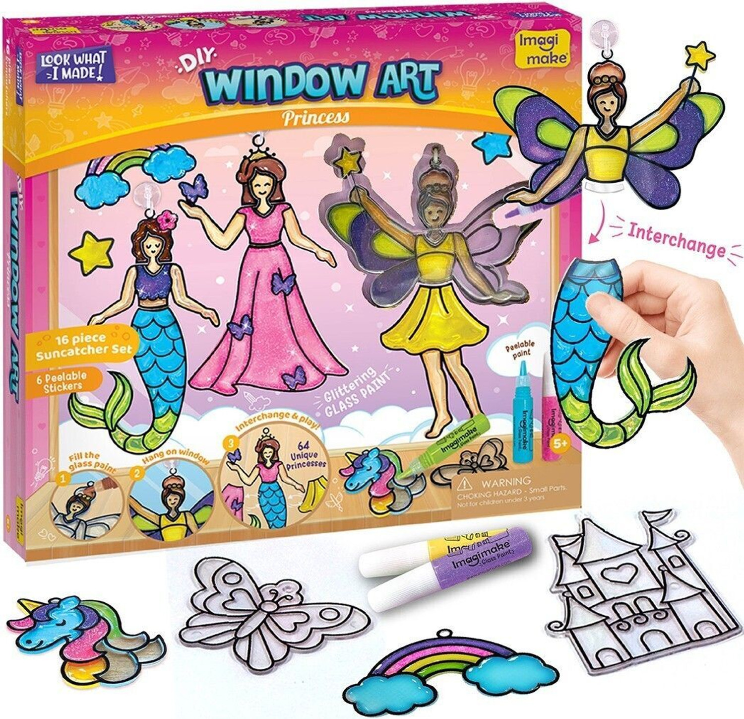 Image of Imagimake Window Art - Princess - Glass Painting Set - Craft Kit for Girls 5 Years & Above