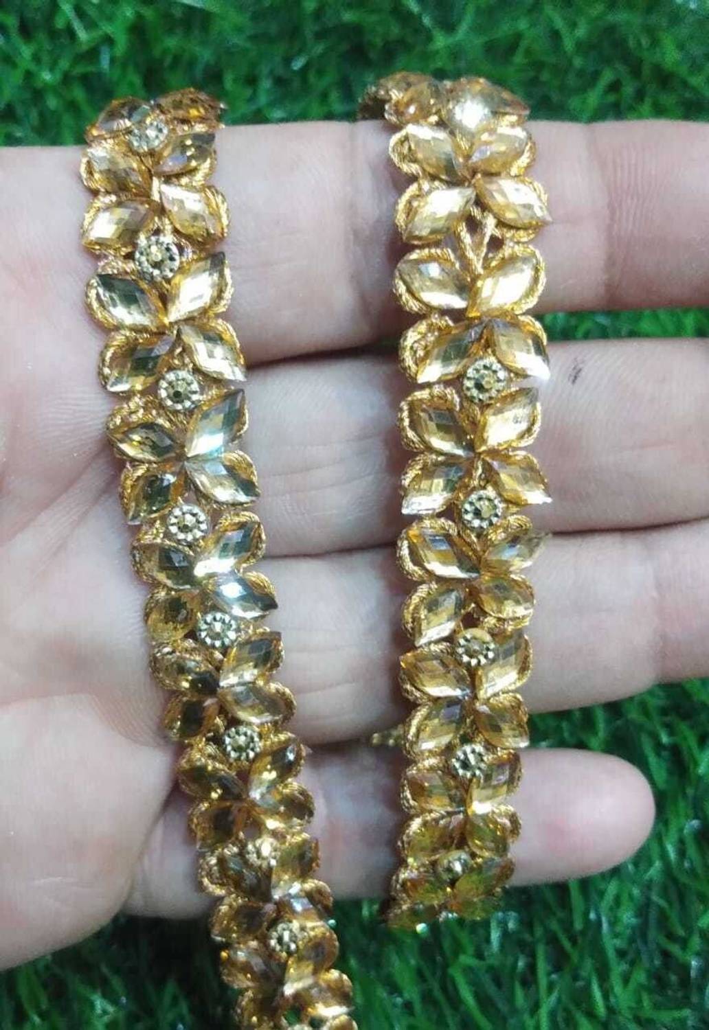 DIARA Golden Stone Lace for Dress, Sarees, lehengas, Art-3+3 Mtr, Pack of 2  - Golden Stone Lace for Dress, Sarees, lehengas, Art-3+3 Mtr, Pack of 2 .  shop for DIARA products in India. | Flipkart.com