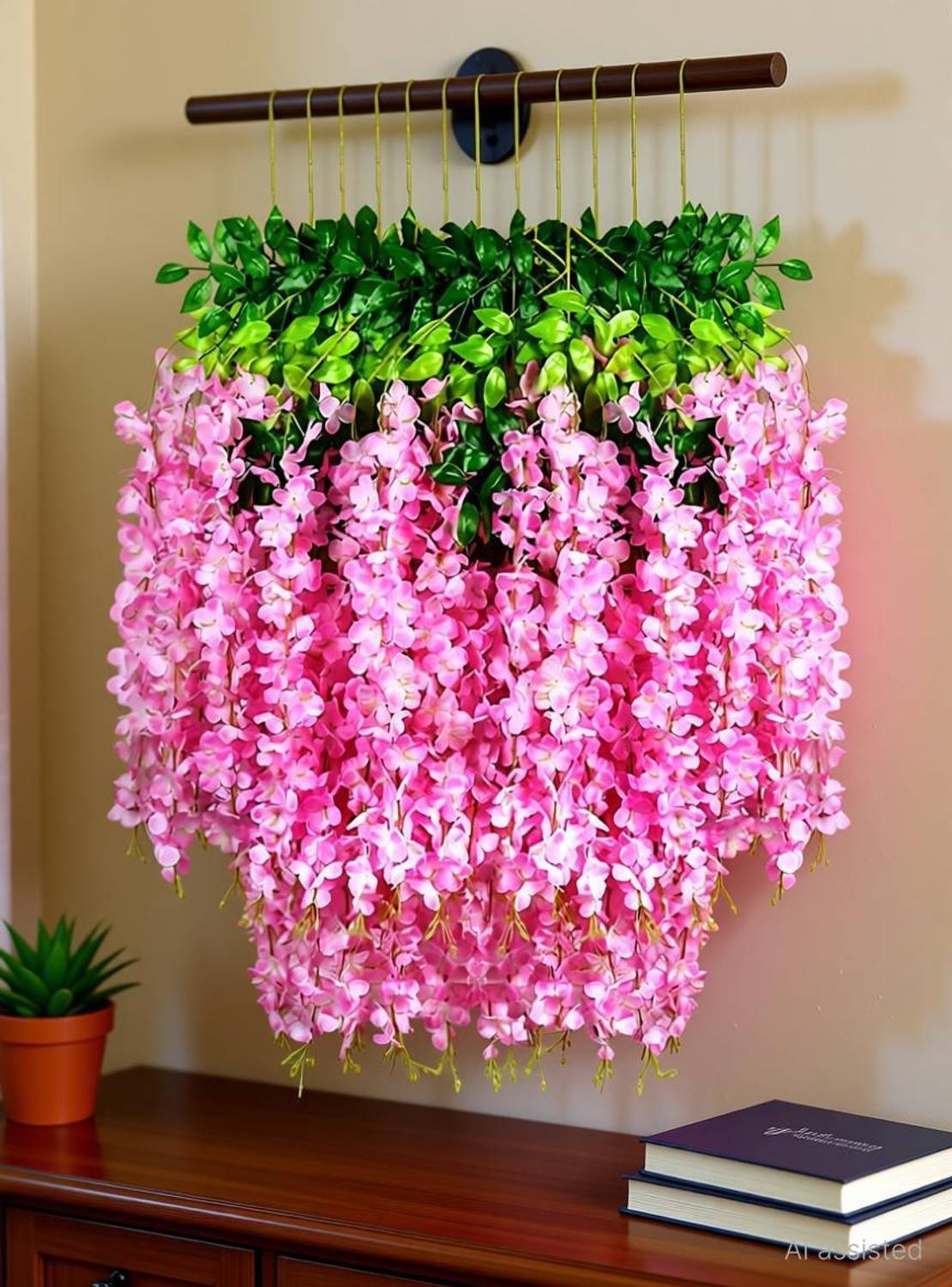 well art gallery Pink Westeria Artificial Flower (43.2 cm, Pack o