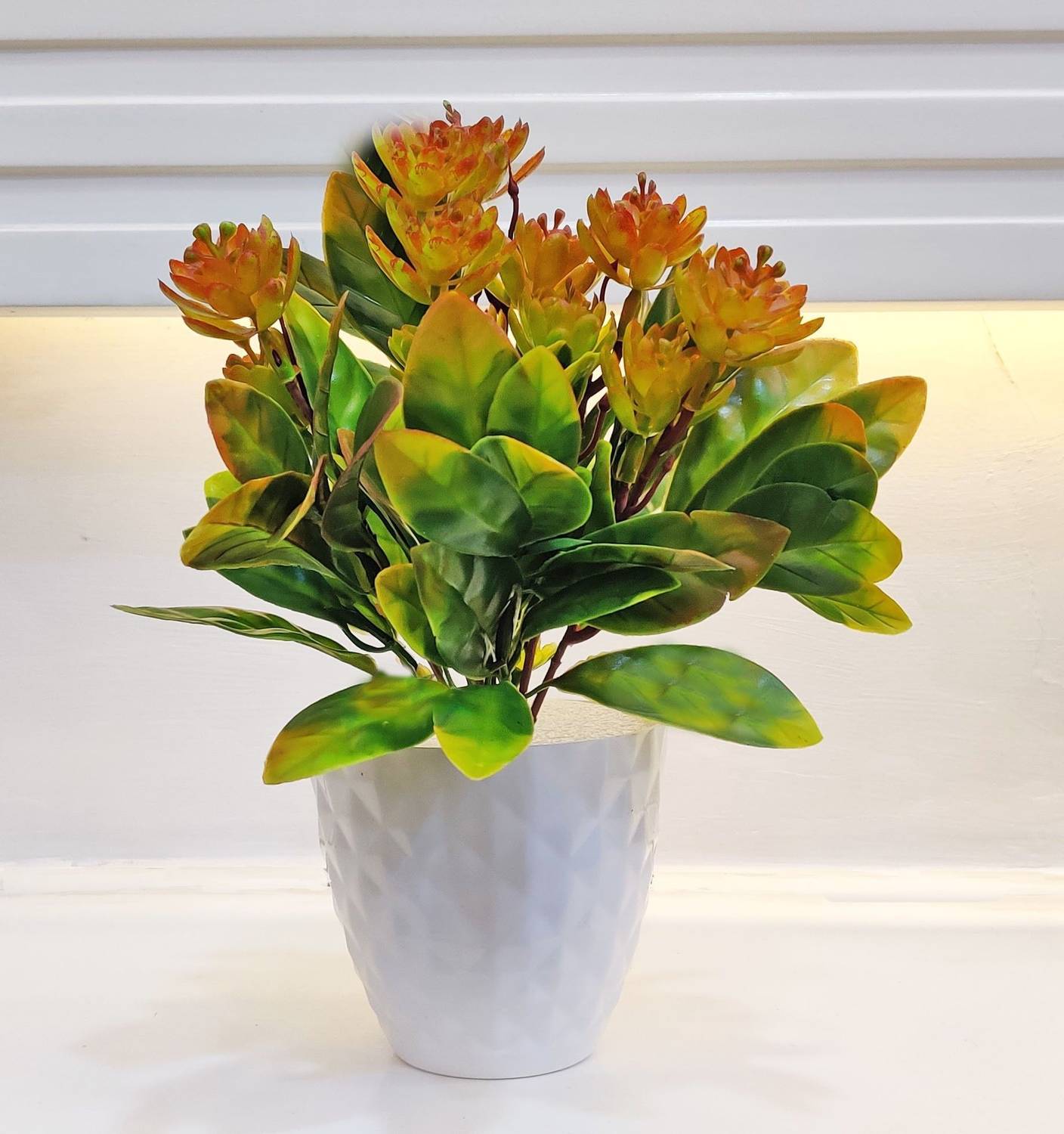 Artsy Artificial flowers with pot for home decoration, table top DIY / Orange Orange Rose Artificial Flower  with Pot