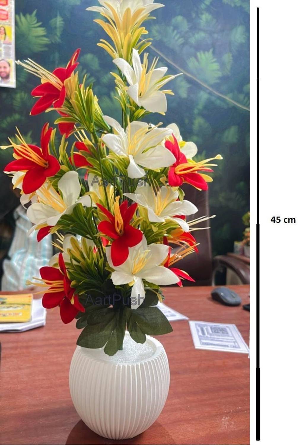 AartPush Multicolor Lily Artificial Flower  with Pot