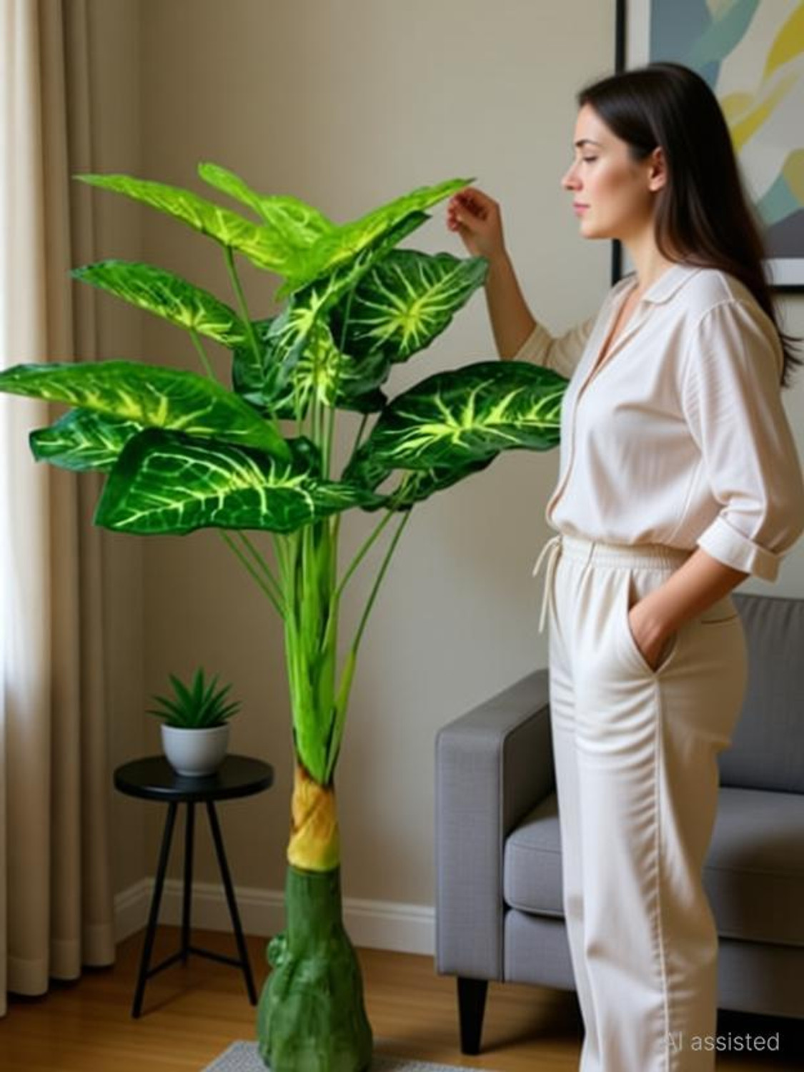 Image of KAYKON Artificial Plant Green Money Plant For Home Decor - 3 Feet Artificial Plant