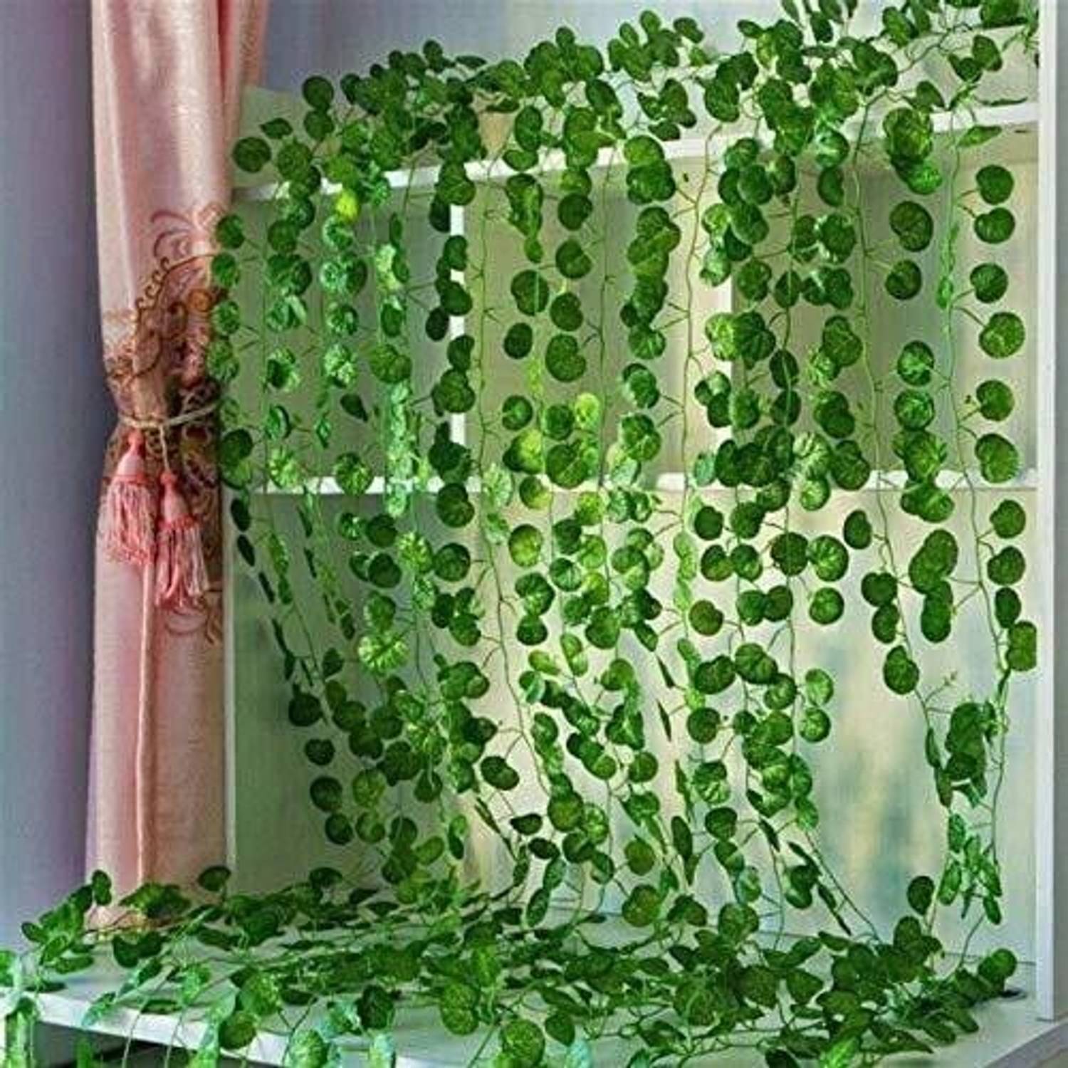 Bloomverra 8ft Set of 2 Artificial Money Plant Vine,For|Home|Office|Garden|Decoration Artificial Plant