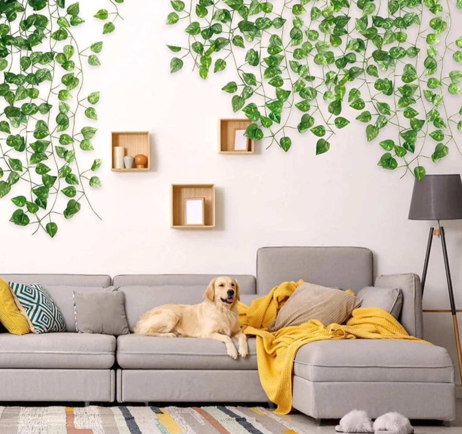 Image of HYPEBEAST set of 6 Artificial Money Plant Vine,For|Home|Office|Garden|Decoration Green Hibiscus Artificial Flower
