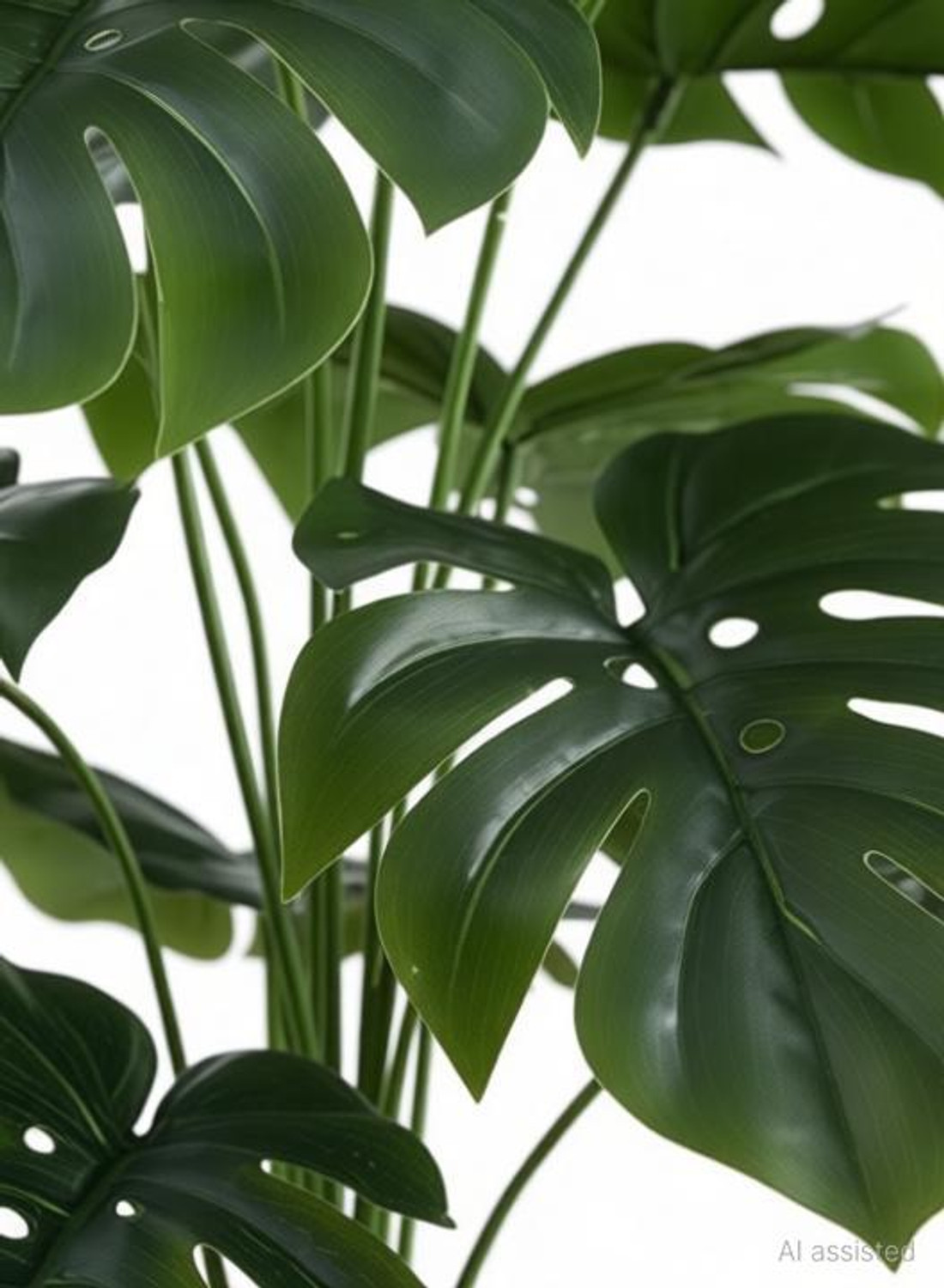 Image of De Gardenia Artificial Palm Plants 12 Leaves Faux Turtle Leaf Monstera Artificial Plant (66 cm, Black)
