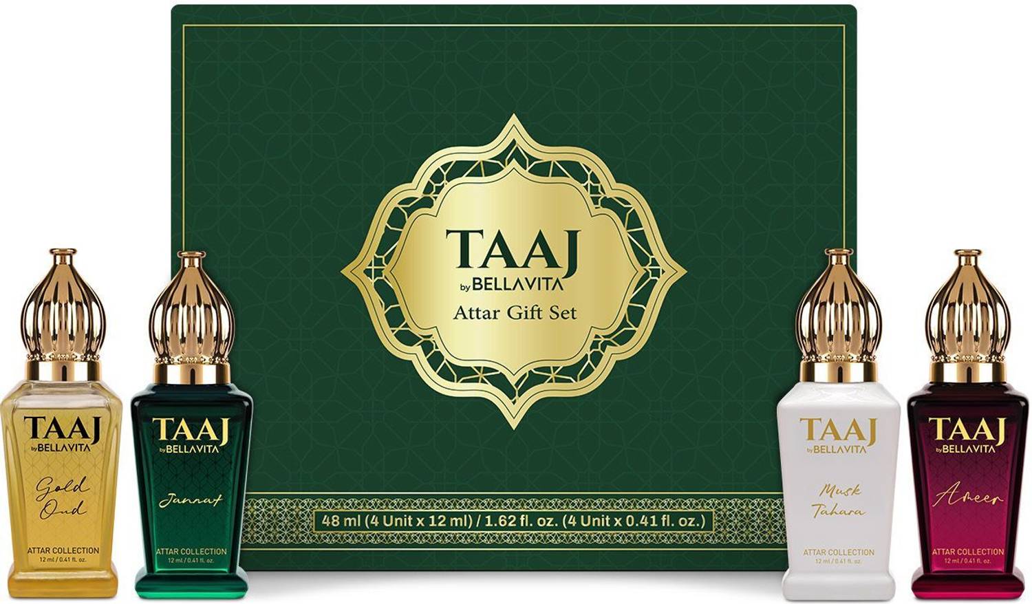 BELLAVITA TAAJ Attar Gift Set 4X12ML Pack of 4 · 12 ml (48 ml total) - Image 1