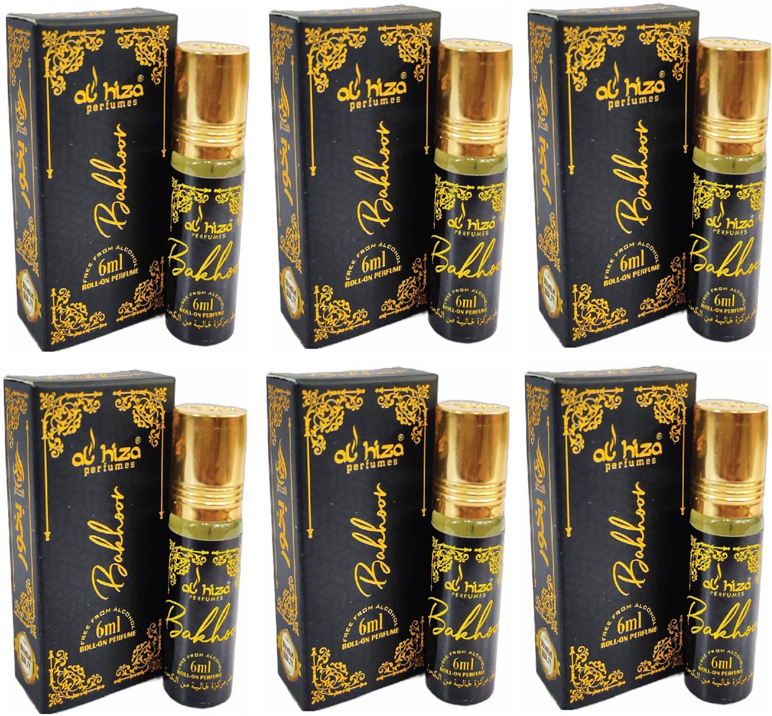 Al Hisa Original Bakhoor Luxury Roll-on attar Pleasant Aroma Long Lasting Fragrance 6 pc Floral Attar