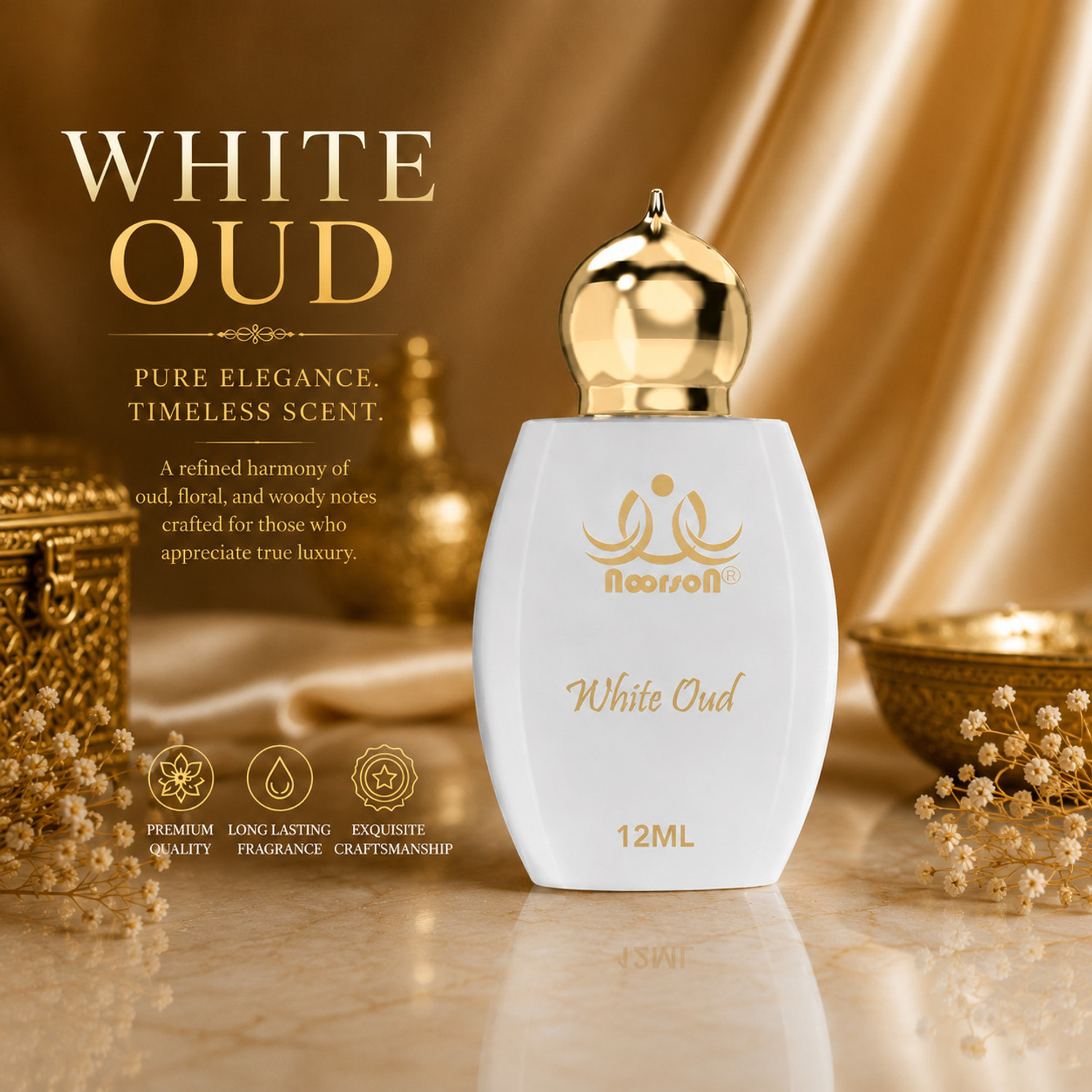 Image of Noorson White Oud Non-Alcoholic Premium Attar Long Lasting Perfume Attar - 12 ML Herbal Attar