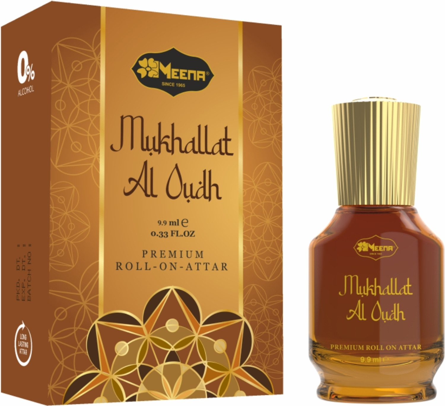Image of MEENA Mukhallat Al Oudh Roll on Attar 9.9ML, Alcohol Free, Long Lasting Fragrance Herbal Attar