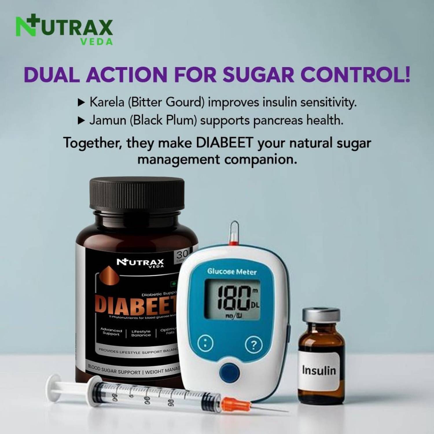 NUTRAX VEDA DIABEET Ayurvedic Blood Sugar Support with Natural Herbs, 30 Capsules Price in India - Buy NUTRAX VEDA DIABEET Ayurvedic Blood Sugar Support with Na