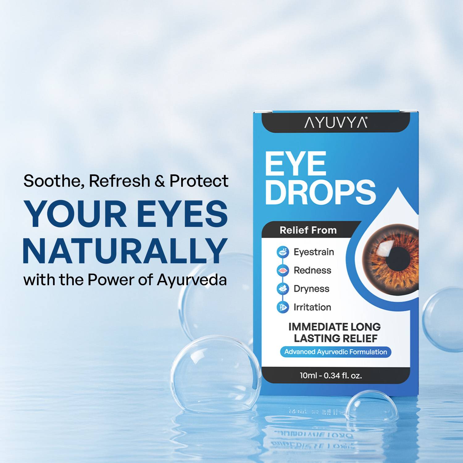 Ayuvya Eye Drops - Cooling, Soothing & Refreshing Relief for Dry, Tired & Red Eyes Eye Drops