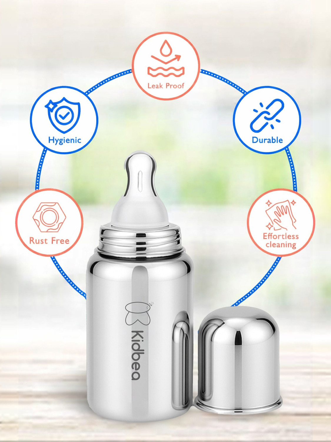 Image of Kidbea Plastic Free Anti-Colic Feeding Bottle - 150 ml