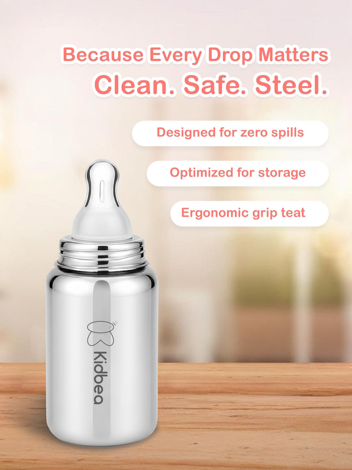 Image of Kidbea Plastic Free Anti-Colic Feeding Bottle - 150 ml