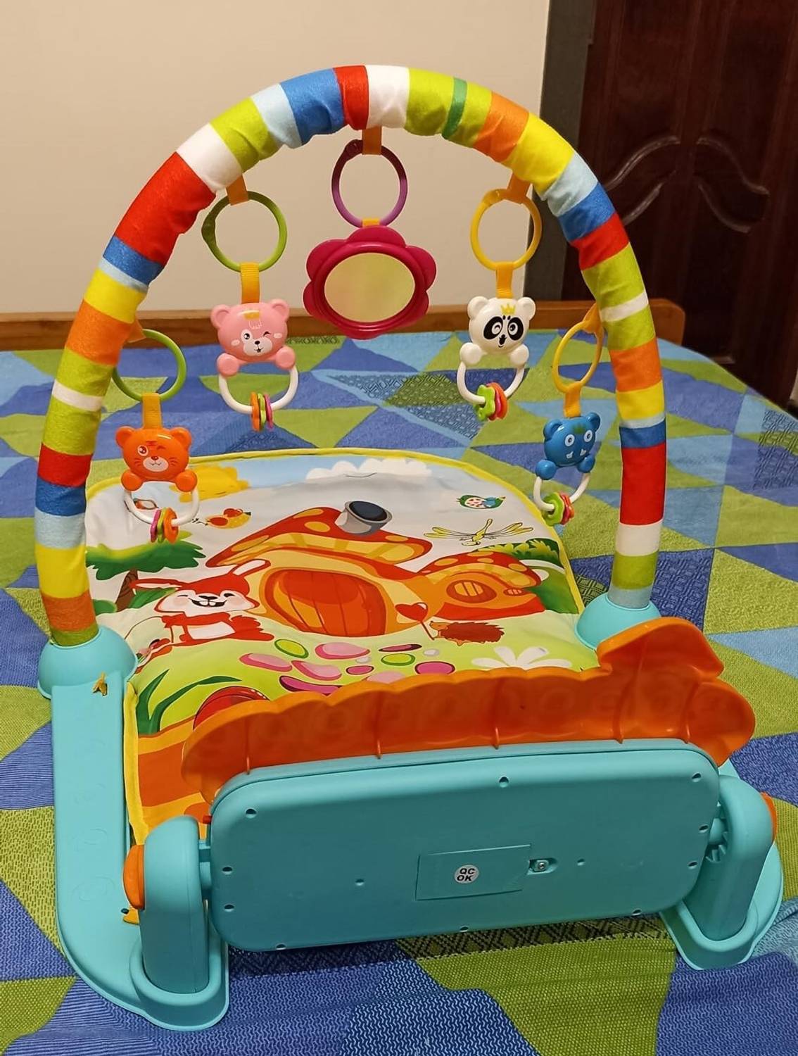 BHVMEY Soft Cotton Baby Gym with Piano Keys, Music, Rattles & Toy Arch