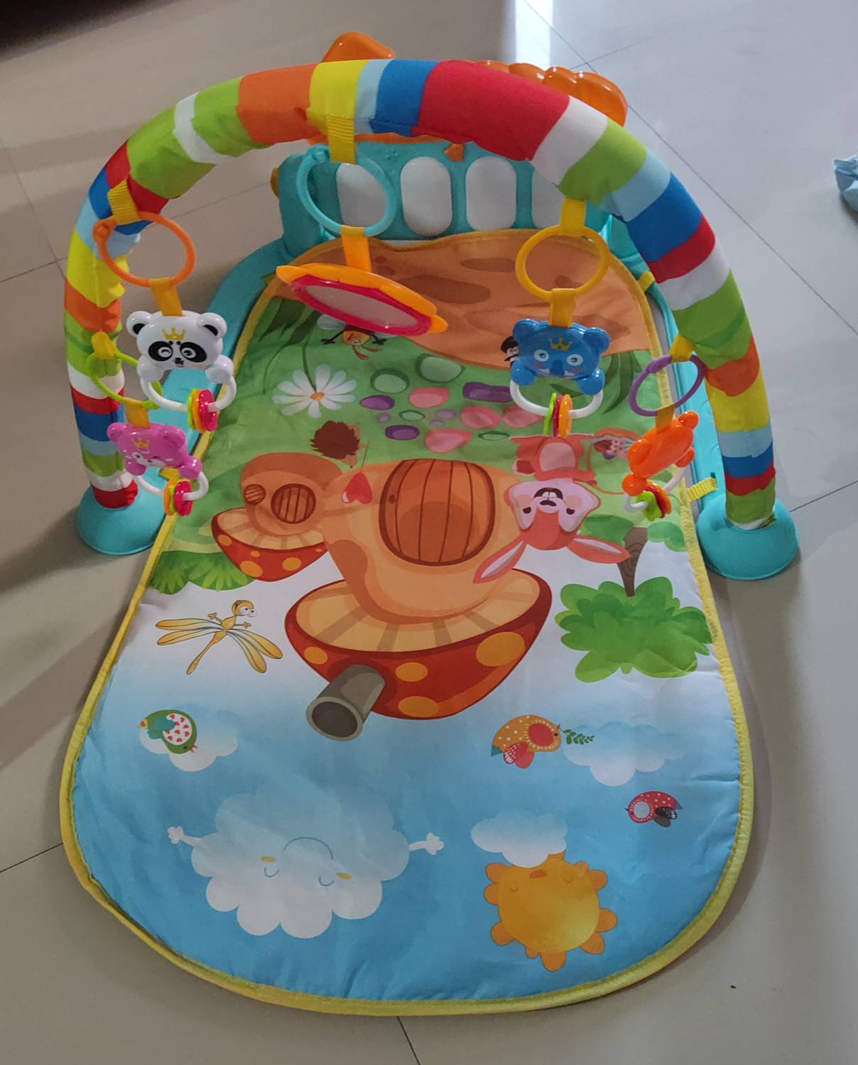 BHVMEY Baby Learning Mat with Kick Piano and Bonus Rattle Toy Set