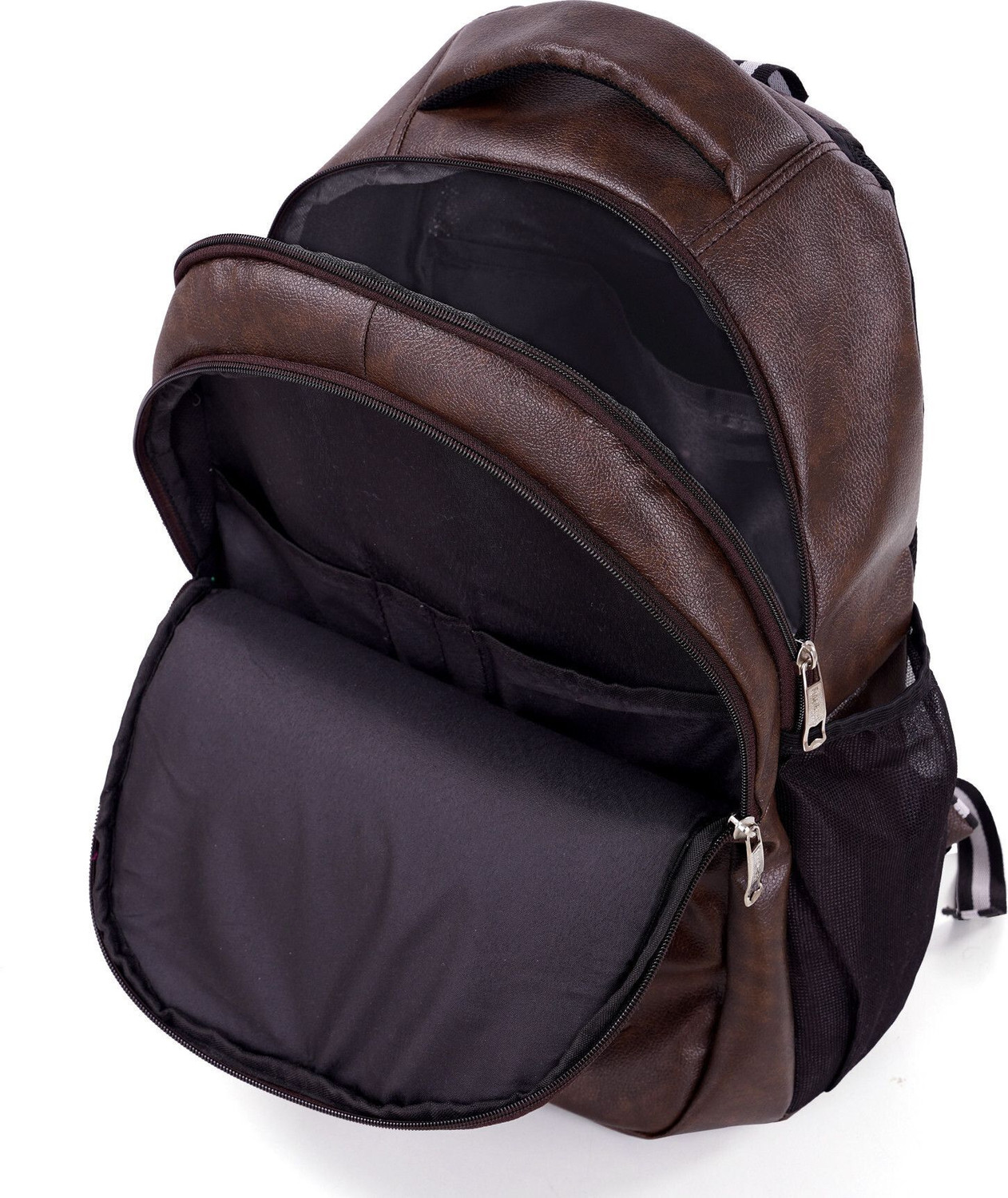 Image of SKY RISE Flynett Stylish Brown Faux Leather Backpack With Bottle Holder 20 L Backpack