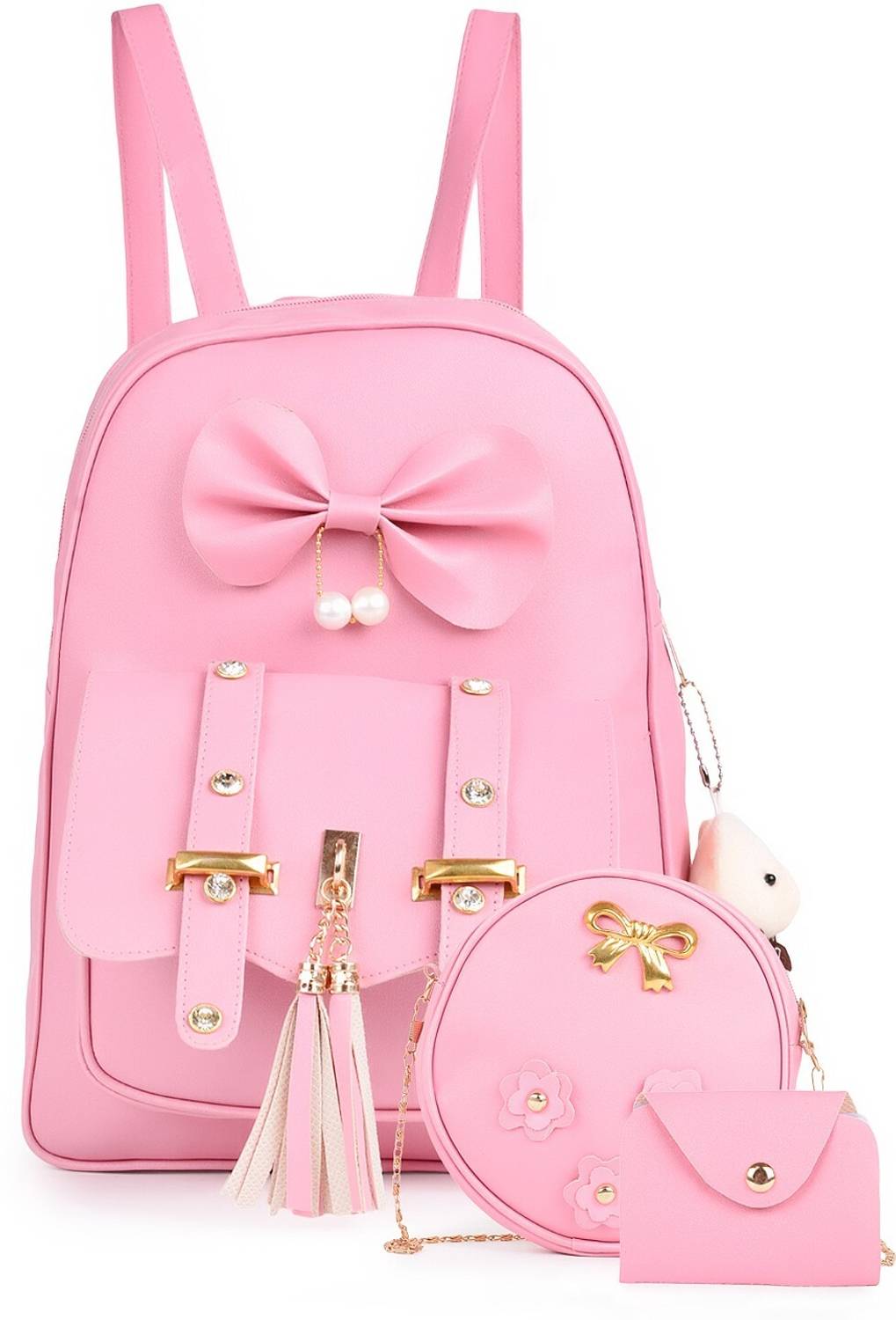 BURRAQUE Women Trendy Combo Backpack Handbag Shoulder Bag College Bag Waterproof School Bag