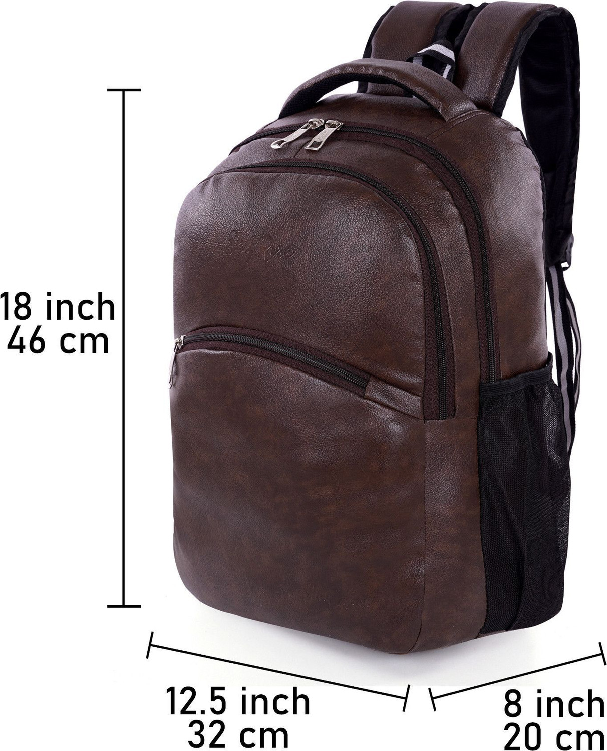 Image of SKY RISE Flynett Stylish Brown Faux Leather Backpack With Bottle Holder 20 L Backpack