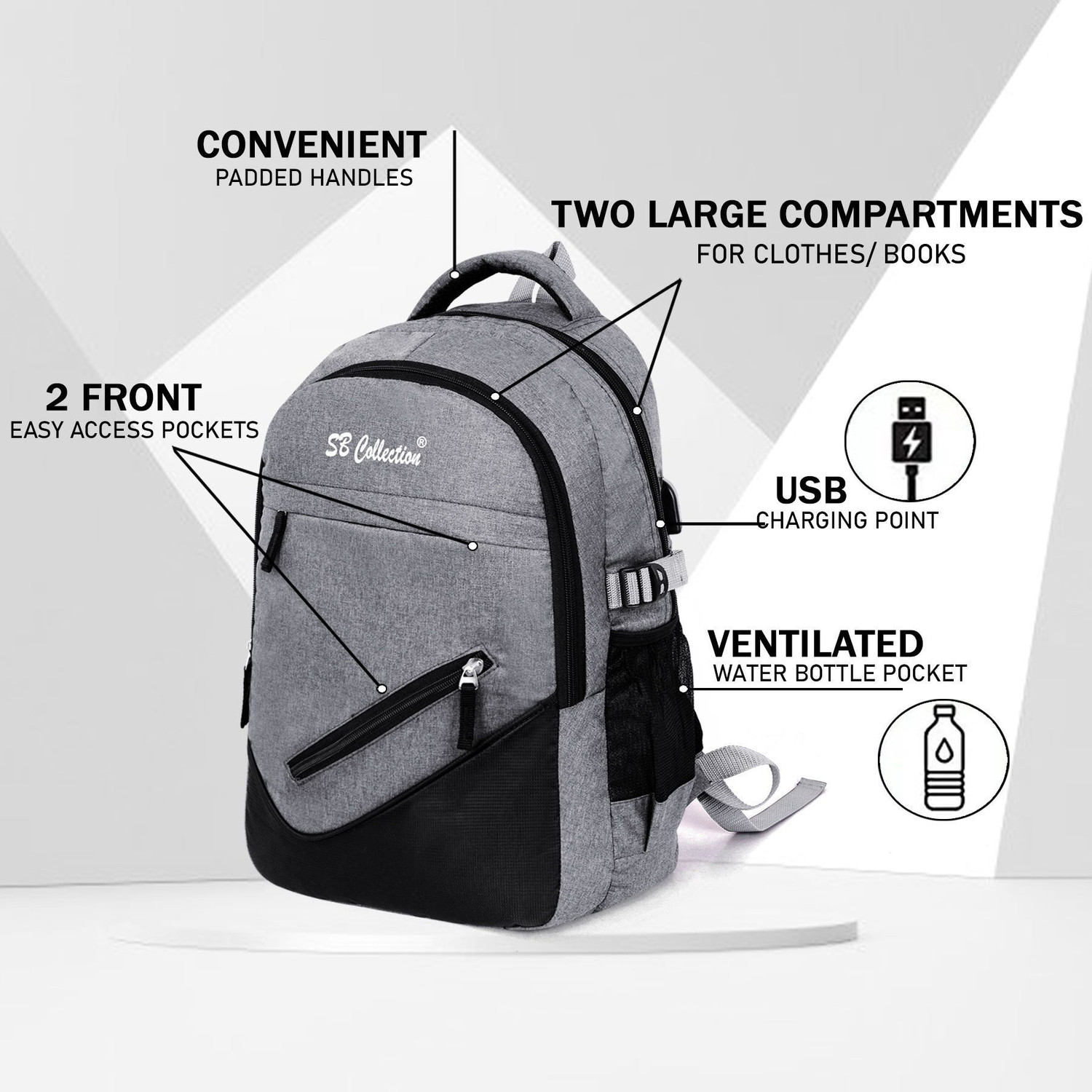 Image of SBCOLLECTION Backpack /School Bag /College Bag Office Casual Bag Waterproof School Bag 35 L Backpack