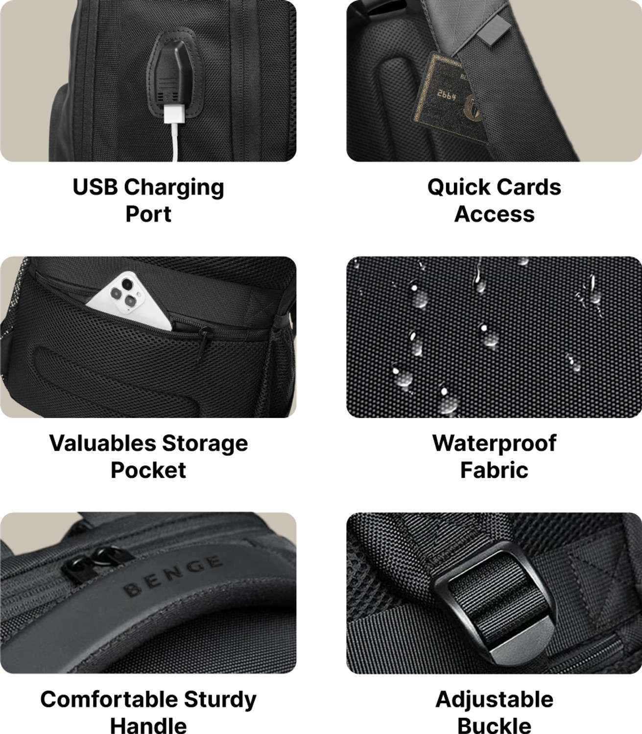 Image of BENGE Unisex 15.6 inch Laptop Backpack With Smart USB Port For Office, (Black) 30L 30 L Laptop Backpack