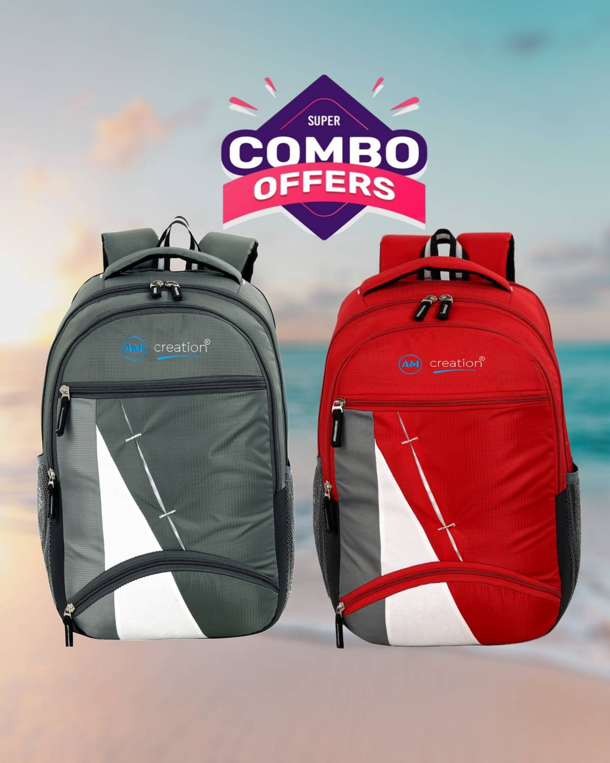 AM Creation Unisex WaterProof Laptop Backpack Bags combo Pack 35 L Laptop Backpack