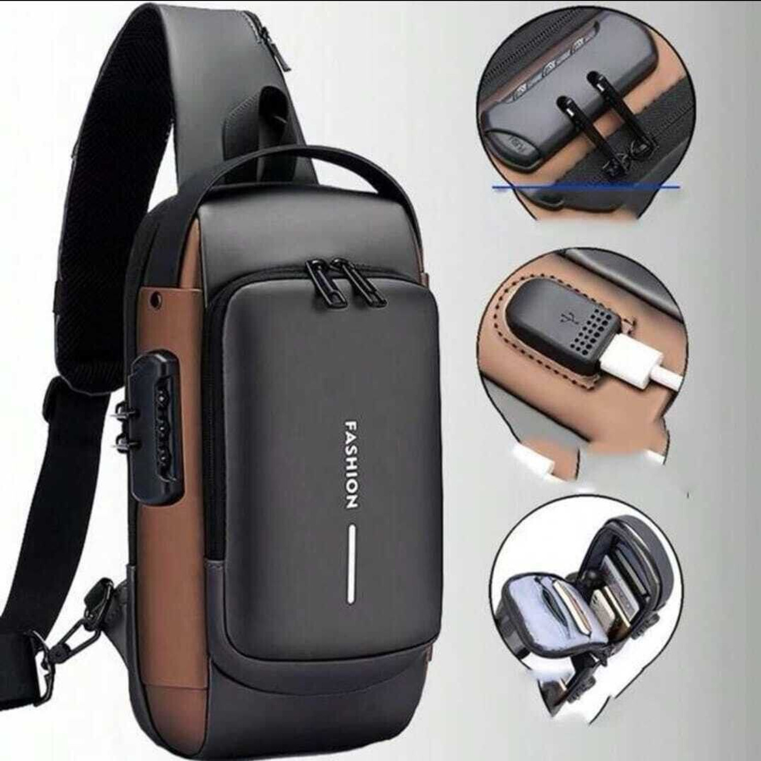 Image of LIFE INDIA High Quality Fashion Water Proof Chest Bag USB Anti-theft Lock Cross Body Bag 27 L Backpack
