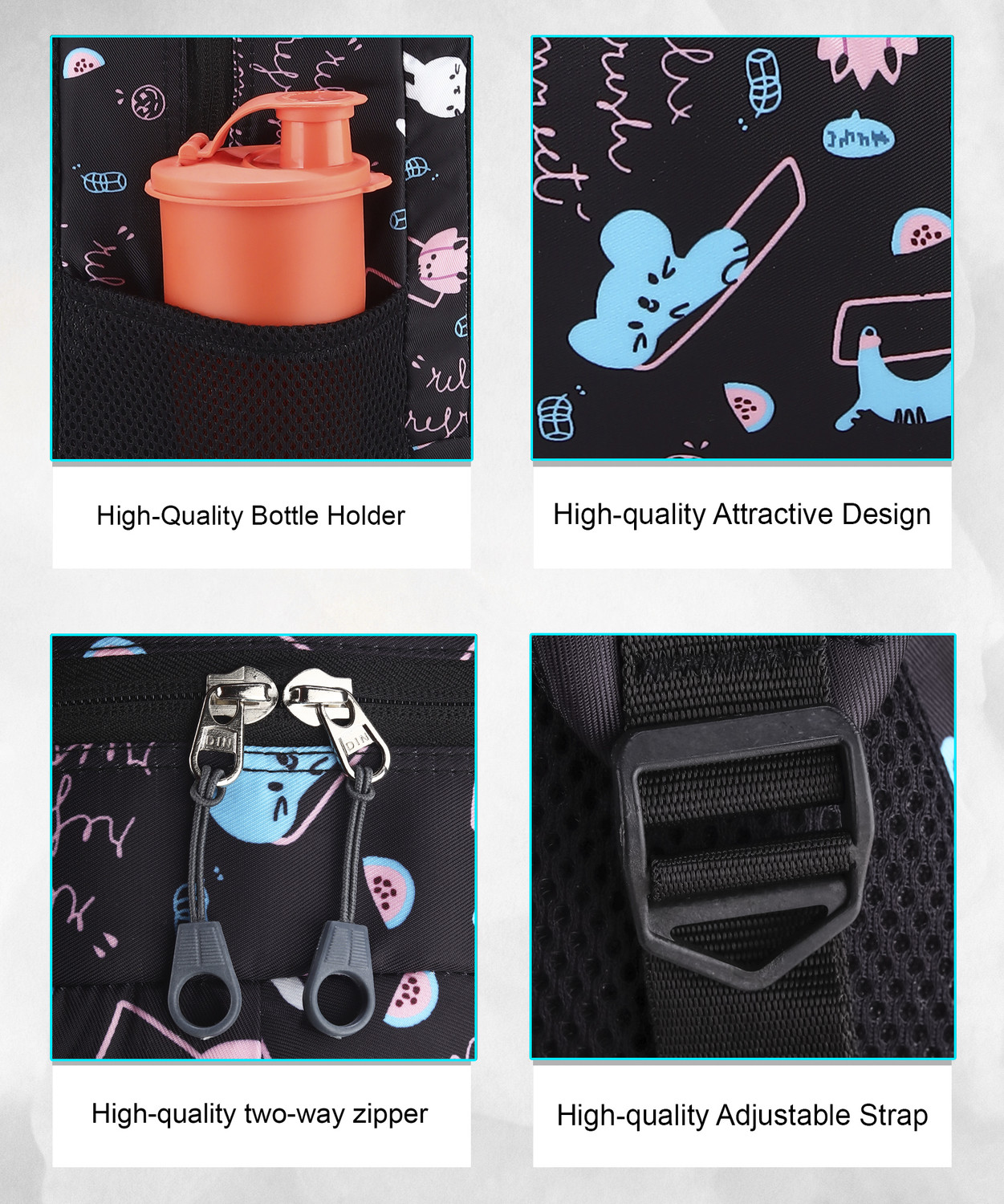 Image of Conceptsall School Bag For Girls Black Age 8-17 School Bag - Big Size School Bags 30 L Backpack