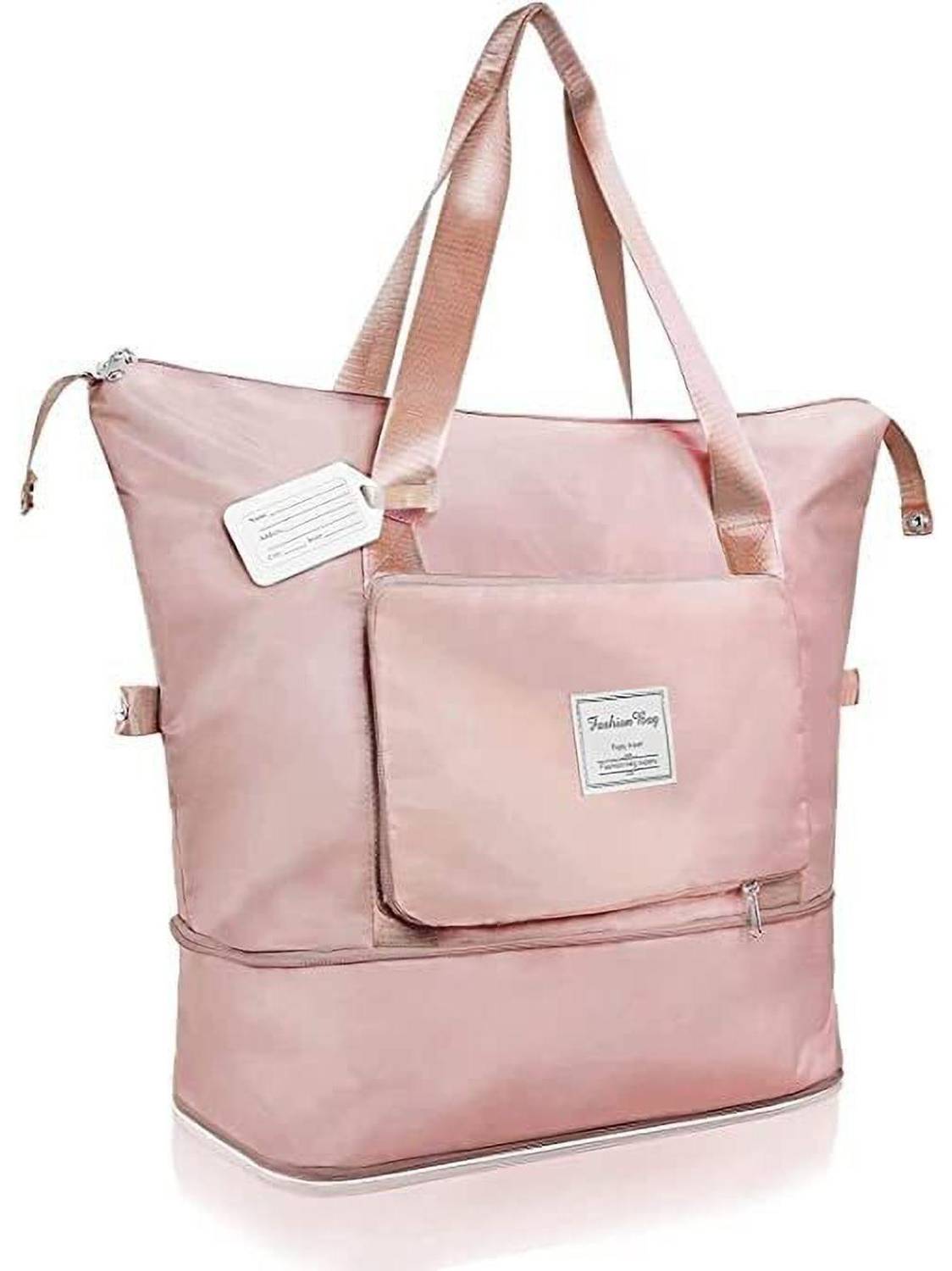 CABINCLUB Foldable Travel Duffel Bag, Large Capacity Folding Travel Bag,(PEACH) Waterproof Multipurpose Bag