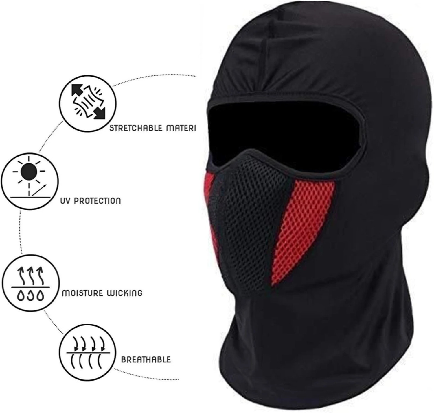 Image of Rhtdm Black, Red Helmet Skull Cap for Men & Women