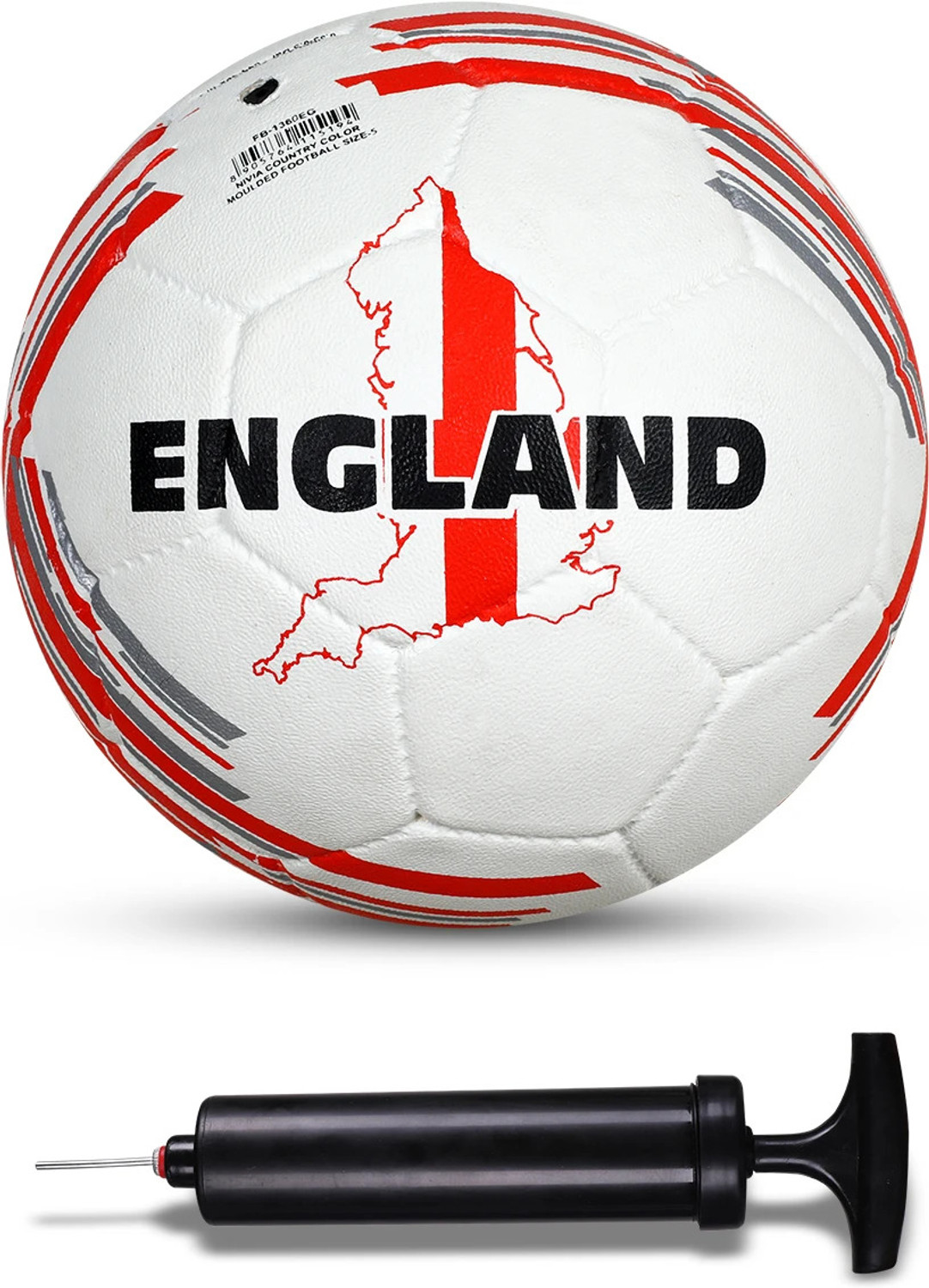 Image of NIVIA Combo Country Color (England) Moulded Football With Ball Pump Football - Size: 5