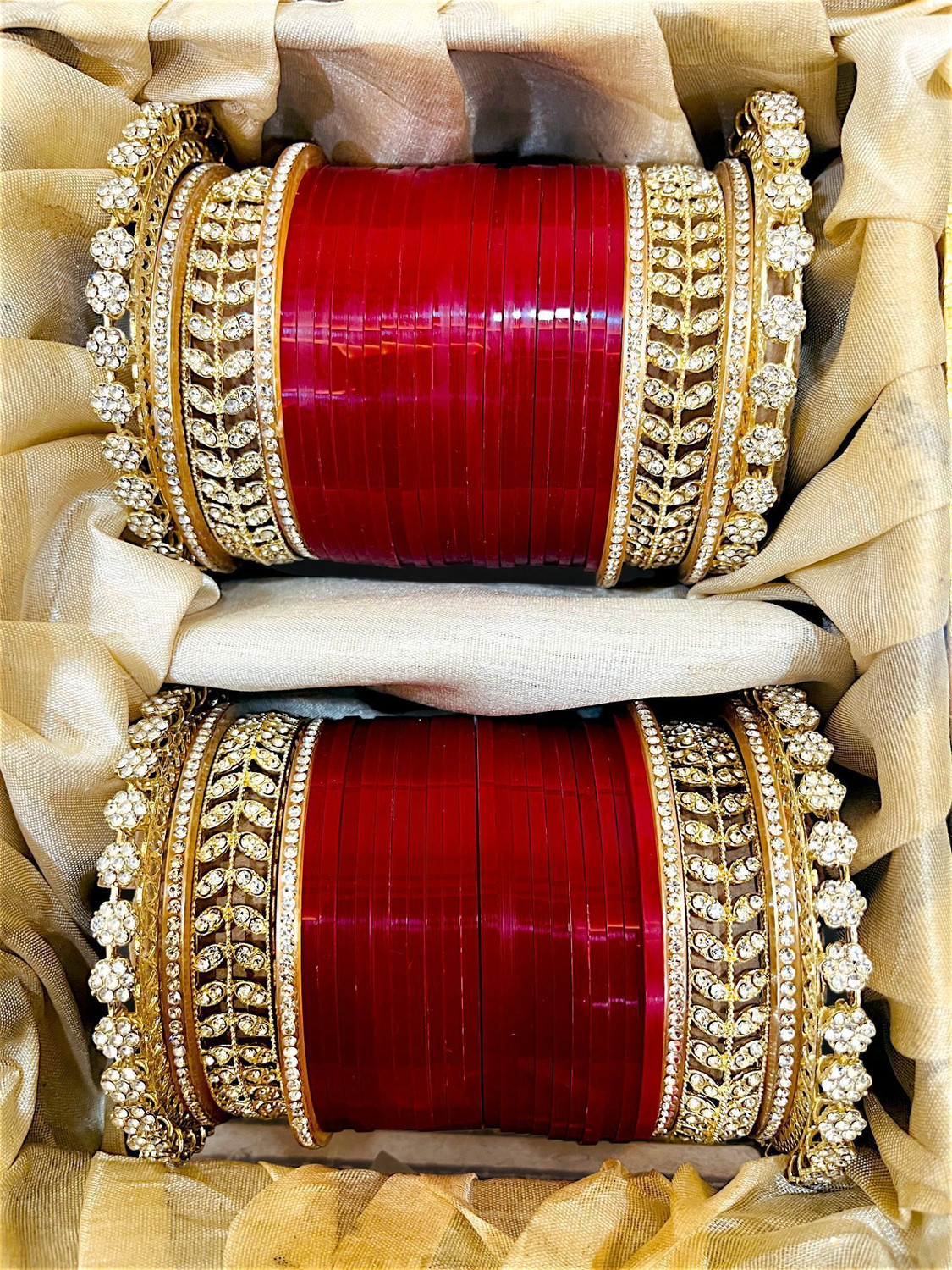Image of Aashirwad Metal Cubic Zirconia, Zircon Gold-plated Chudas