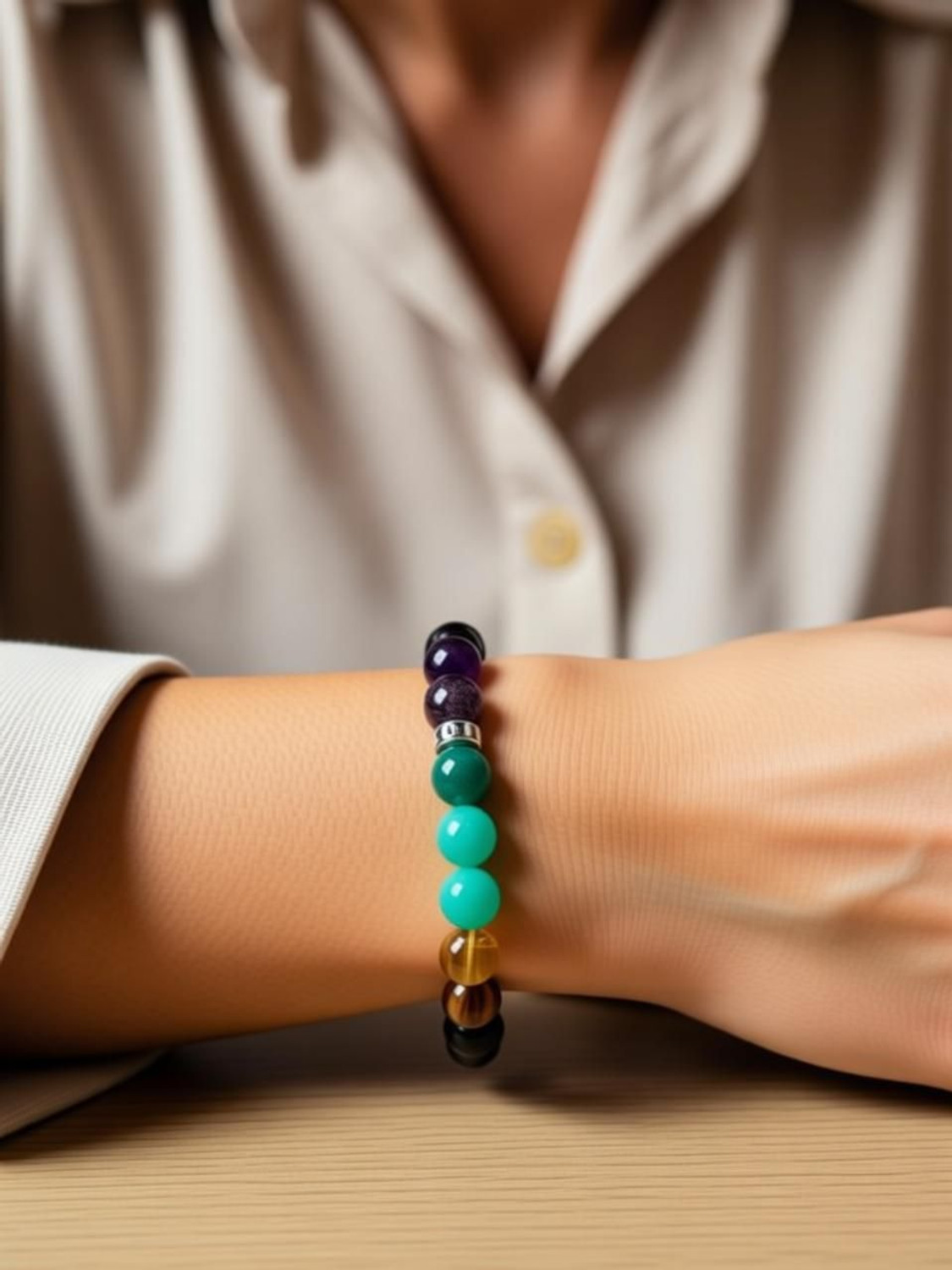 Image of Sukhad Crystal Crystal, Tiger's Eye, Citrine, Quartz Bracelet