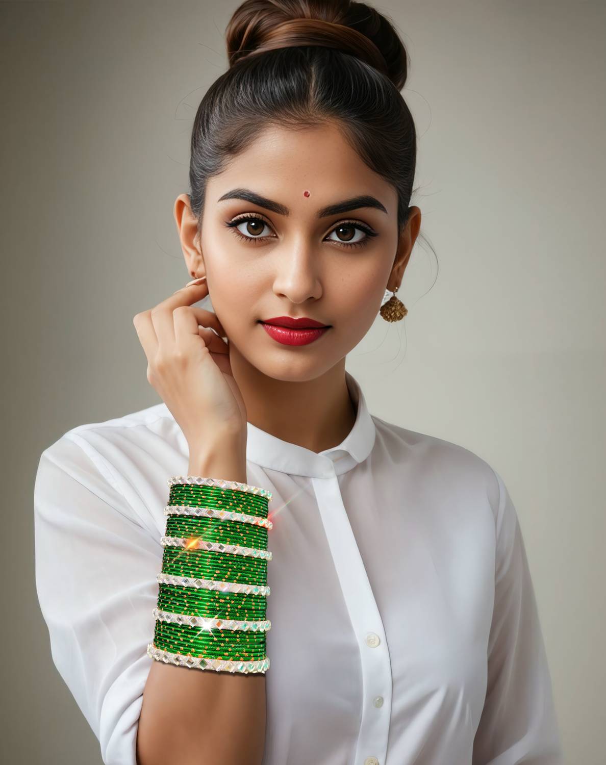 Atrika Metal, Crystal, Glass Gold-plated Bangle Set