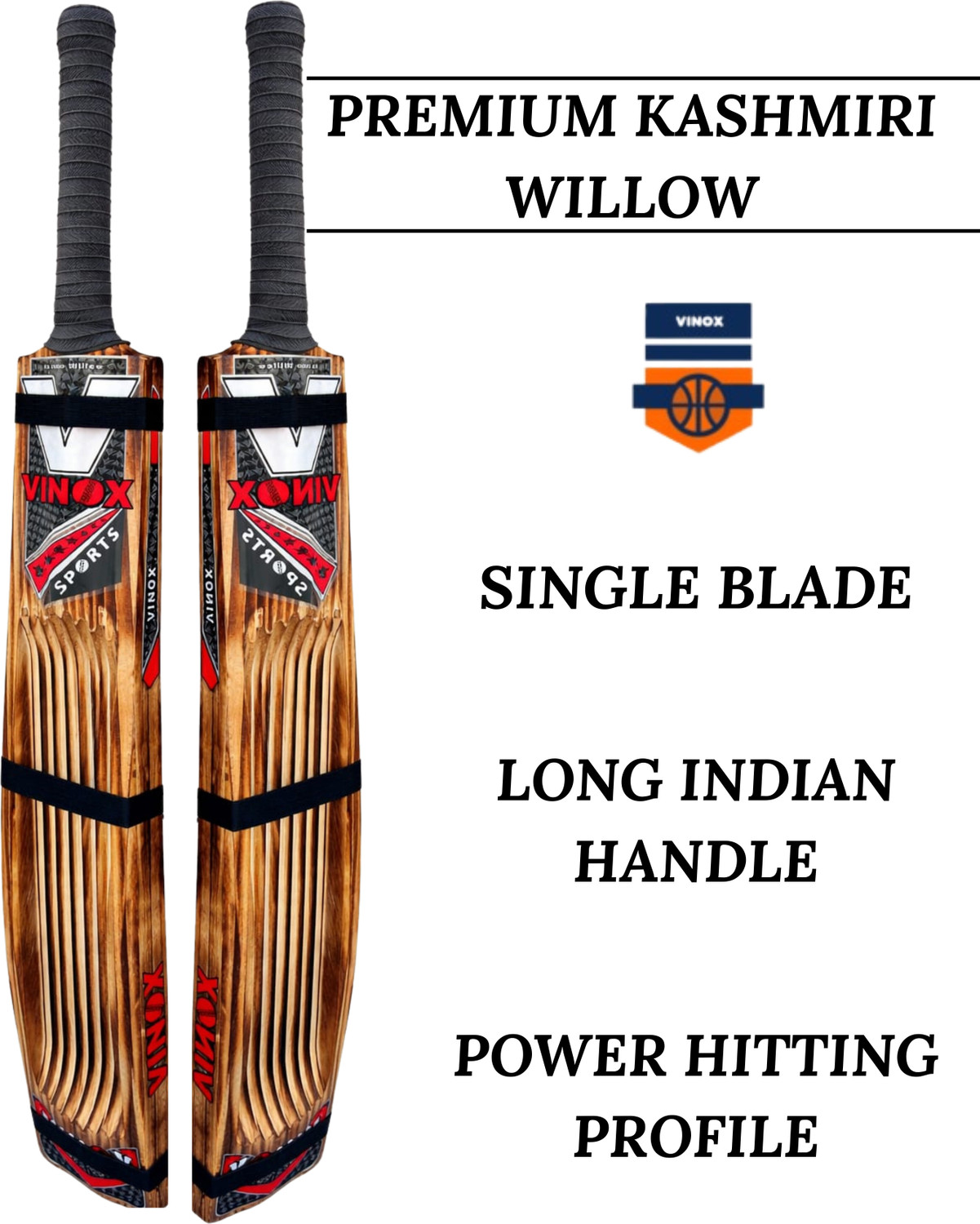 Image of vinox Royal Thunder Power Edition Kashmir Willow Cricket Bat For 12 - 14 Yrs