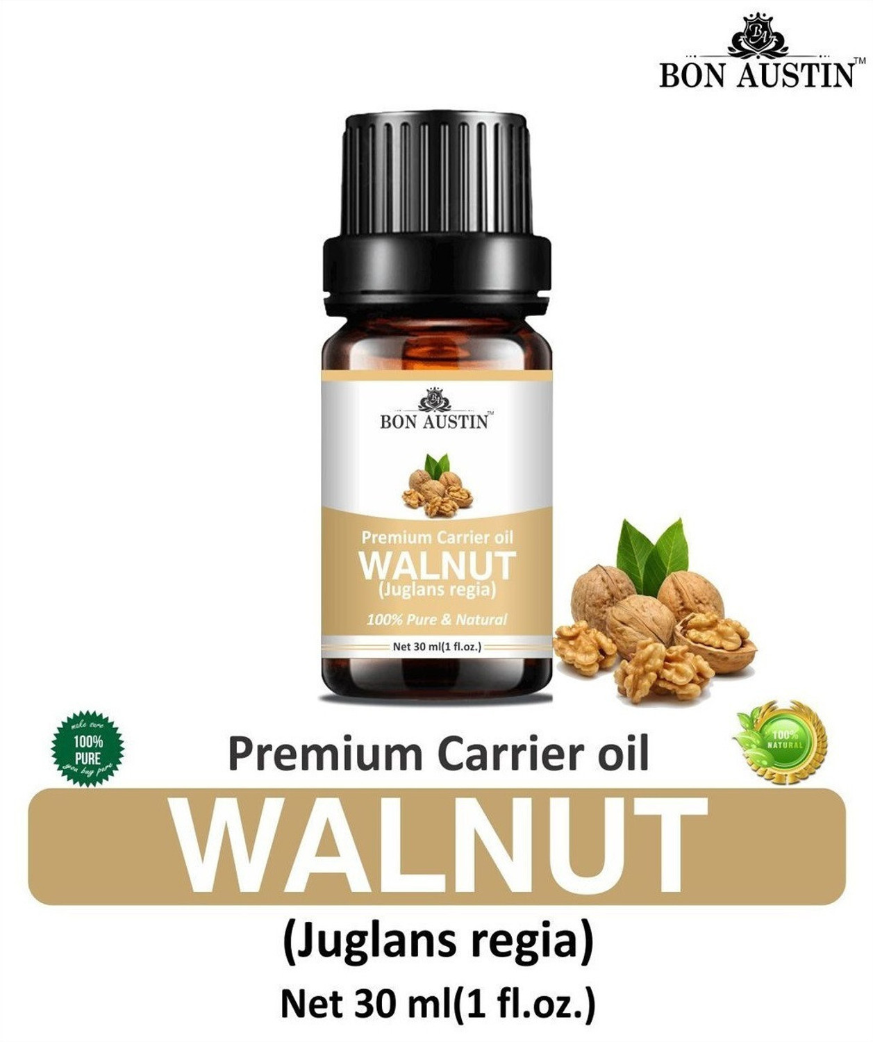 Image of Bon Austin Walnut Premium Carrier Oil for Skin & Hair Care - 30ml Pack of 1