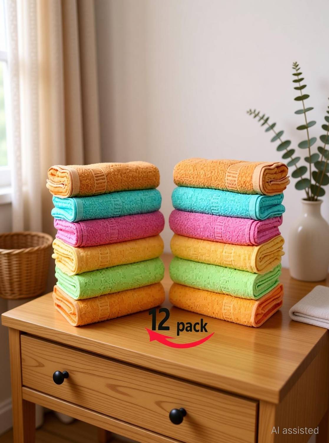 V. Idap Cotton 408 GSM Hand, Face, Bath, Sport Towel Set