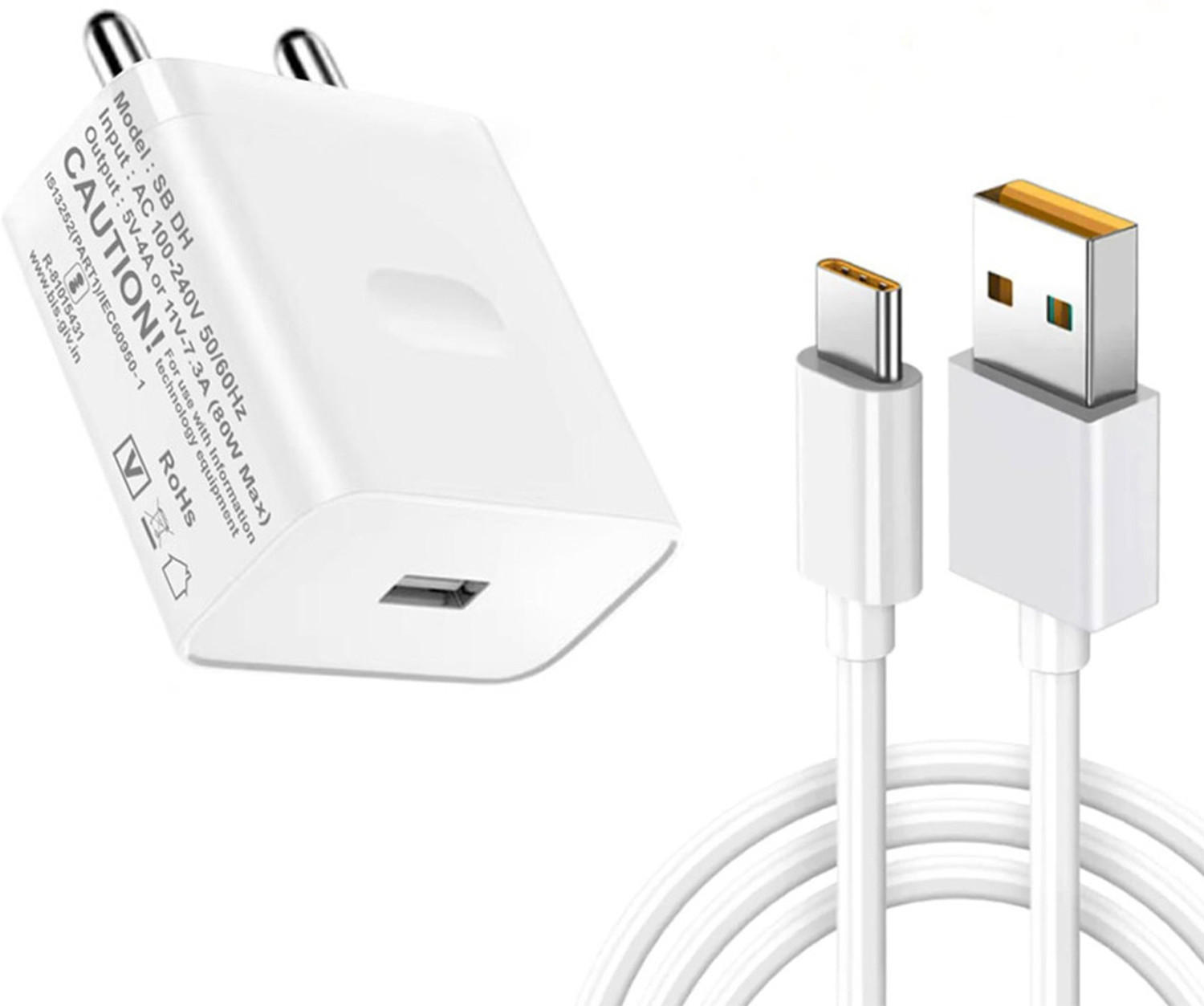 Image of RVAT 80 W SuperVOOC 7 A Wall Charger for Mobile with Detachable Cable