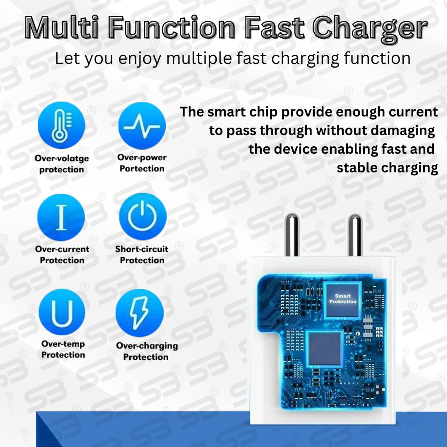 Image of SB 44 W 4 A Wall Charger for Mobile with Detachable Cable
