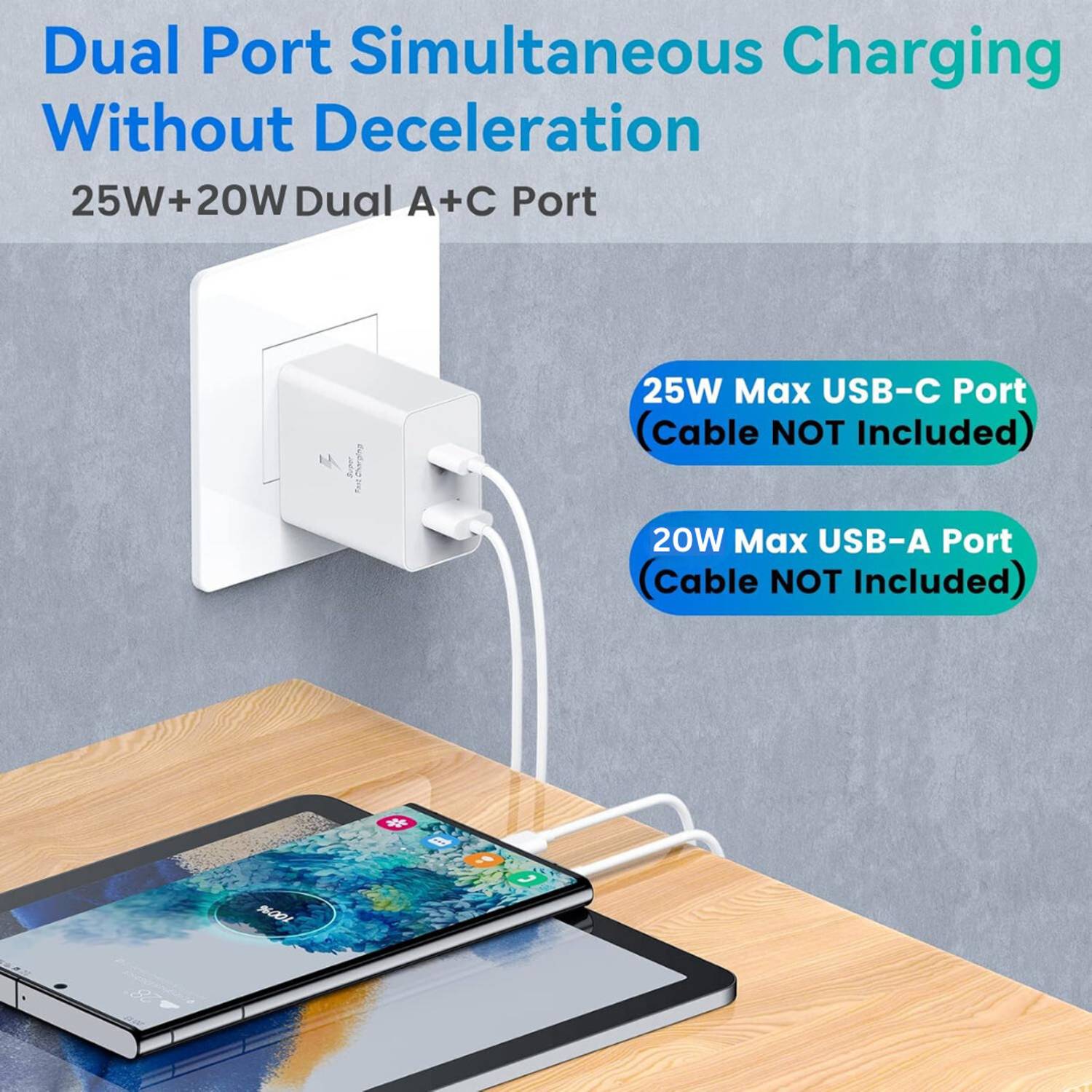 MAK 45W PD 3A Wall Charger for Mobile - White - Image 2