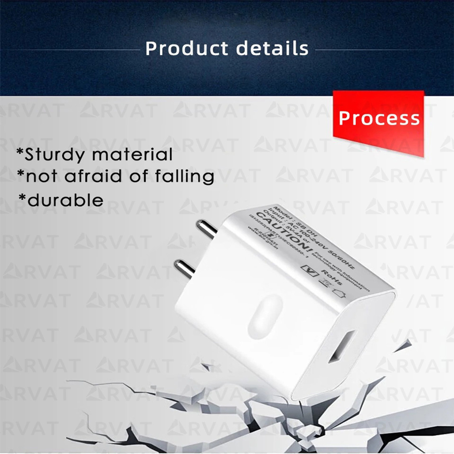 Image of RVAT 80 W SuperVOOC 7 A Wall Charger for Mobile with Detachable Cable