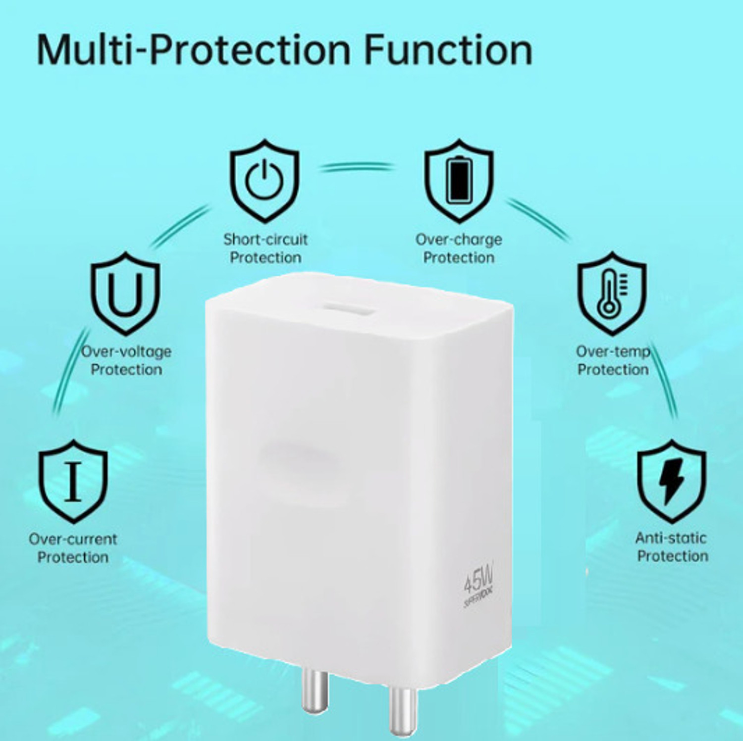 Image of OPPO 45 W SuperVOOC 4 A Wall Charger for Mobile with Detachable Cable