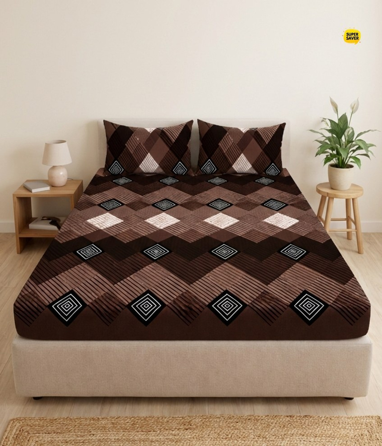 Image of CLICKNBUY Reversible Cotton Double Bed Cover