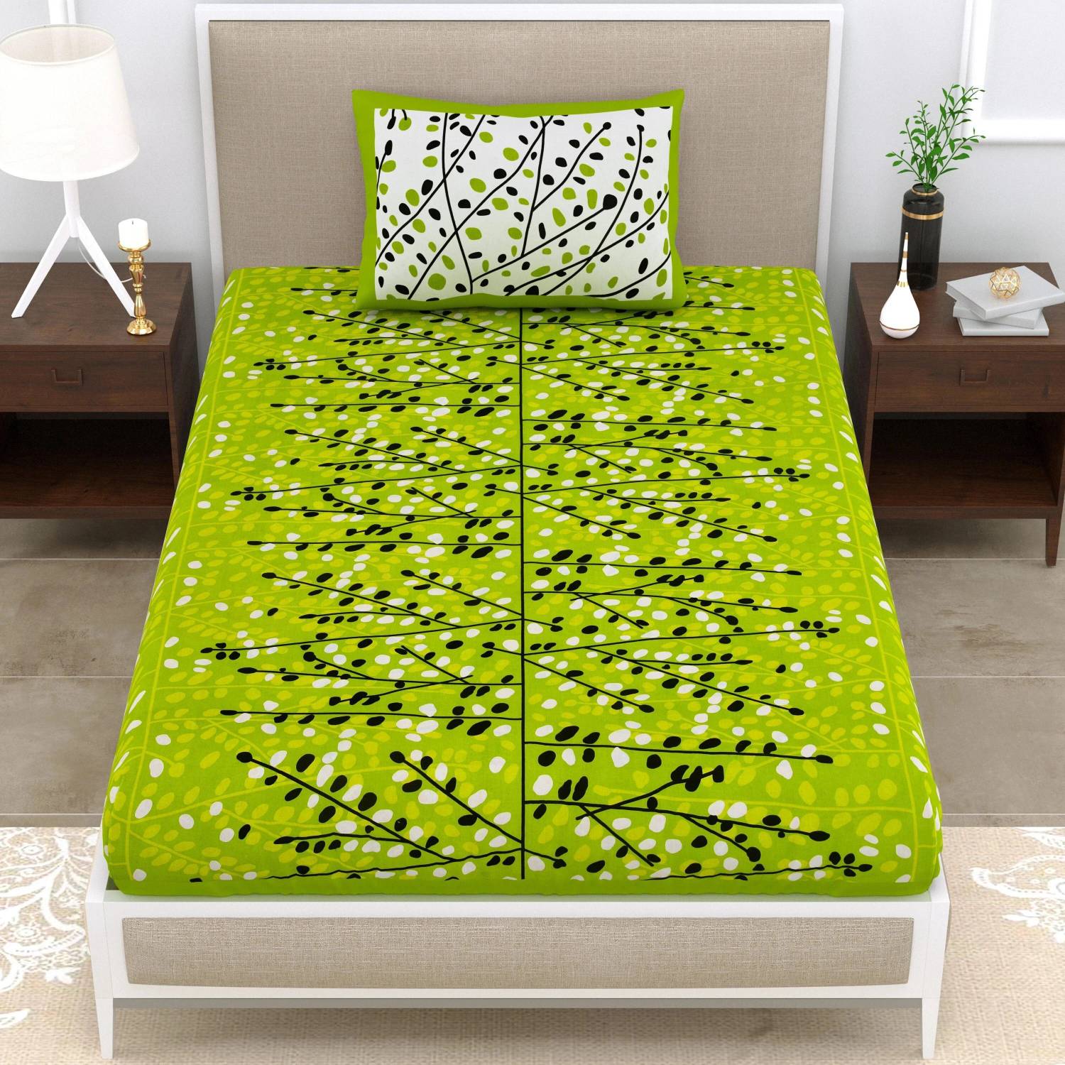Leo Creation Cotton Single Flat 144 TC Jaipuri Prints 1 Bedsheet