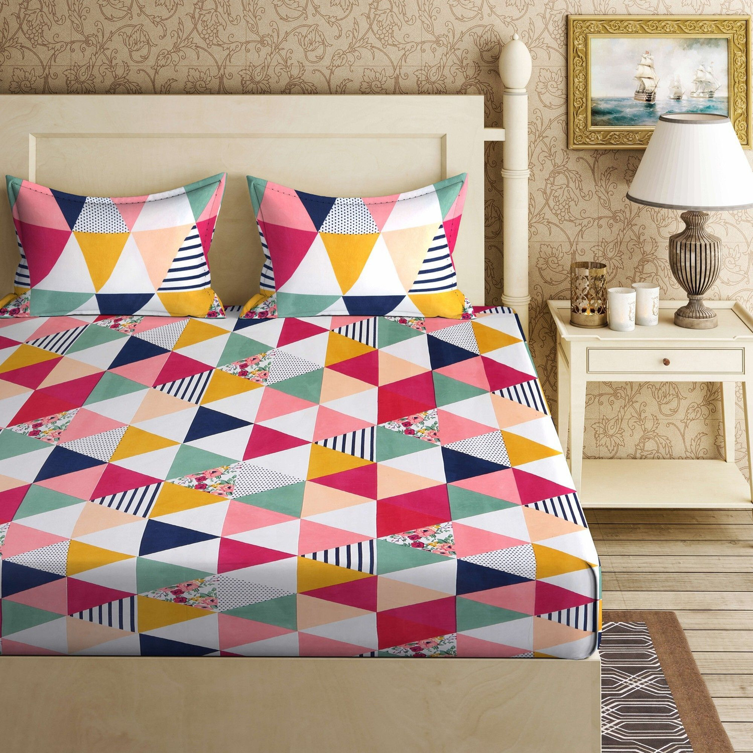 Image of ShopGlobal 144 TC Polycotton Double 3D Printed Bedsheet