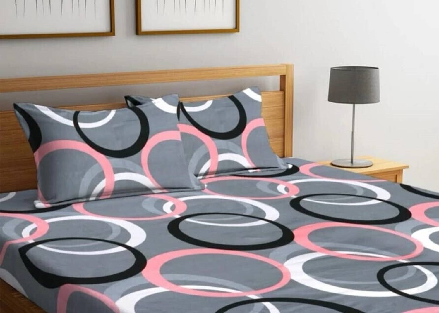 A11 M@LL Cotton Double Fitted (Elastic) 180 TC Printed 1 Bedsheet with 2 Pillow Covers