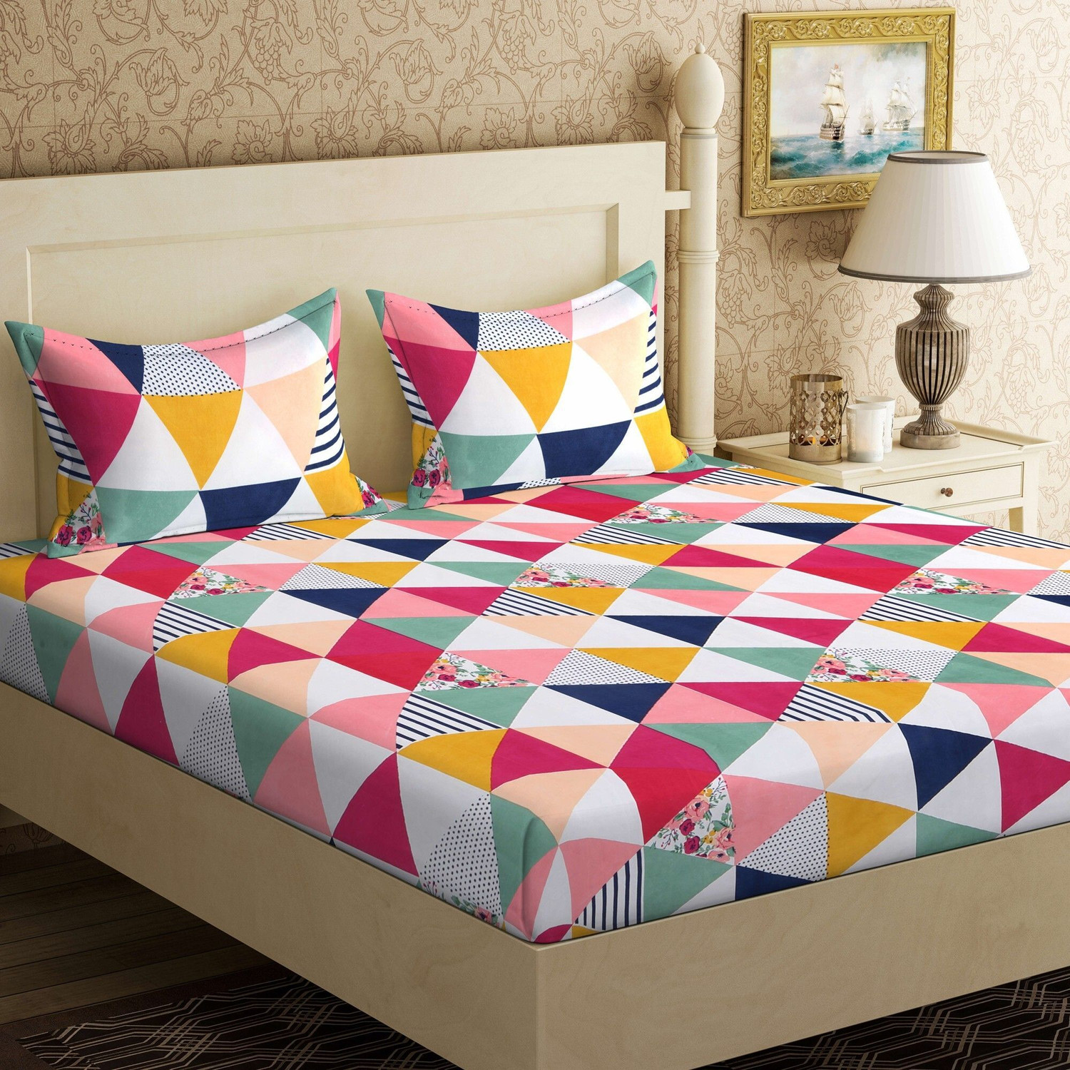 Image of ShopGlobal 144 TC Polycotton Double 3D Printed Bedsheet