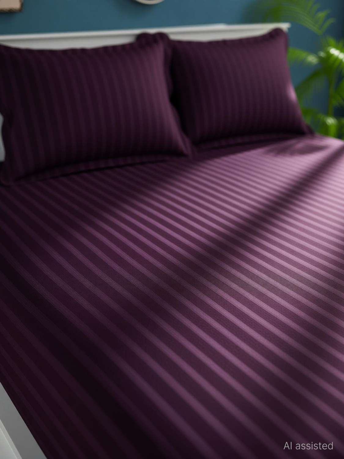 Image of Home Stylish Polycotton Single Flat 240 TC Striped 1 Bedsheet with 2 Pillow Covers