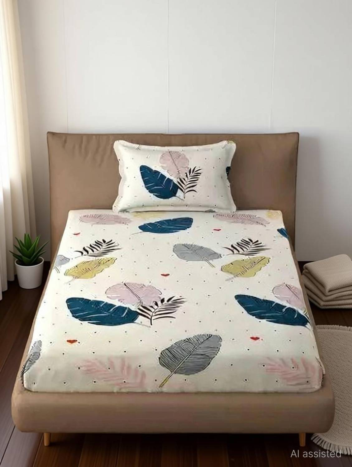 BLUEDOT Cotton Single Flat 160 TC Floral 1 Bedsheet