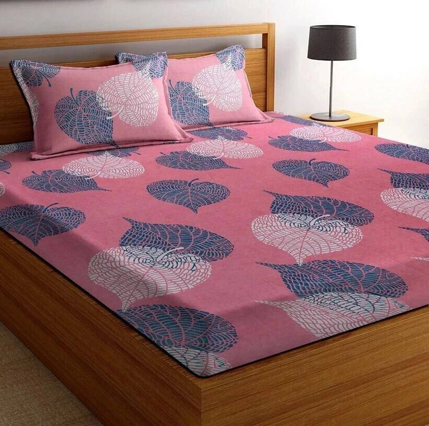 VAS COLLECTIONS Cotton Double Flat 160 TC Floral 1 Bedsheet (Pink